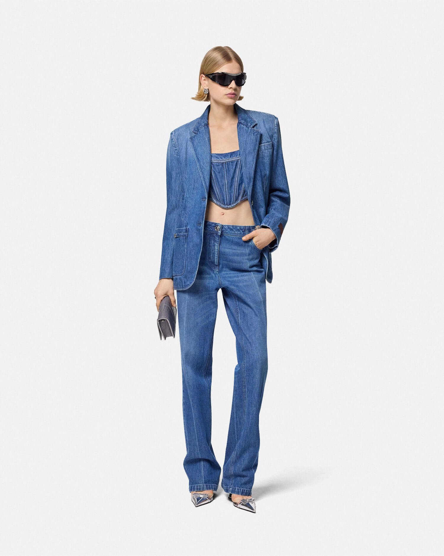 Moon Laser Denim Cropped Jacket • Marine Serre