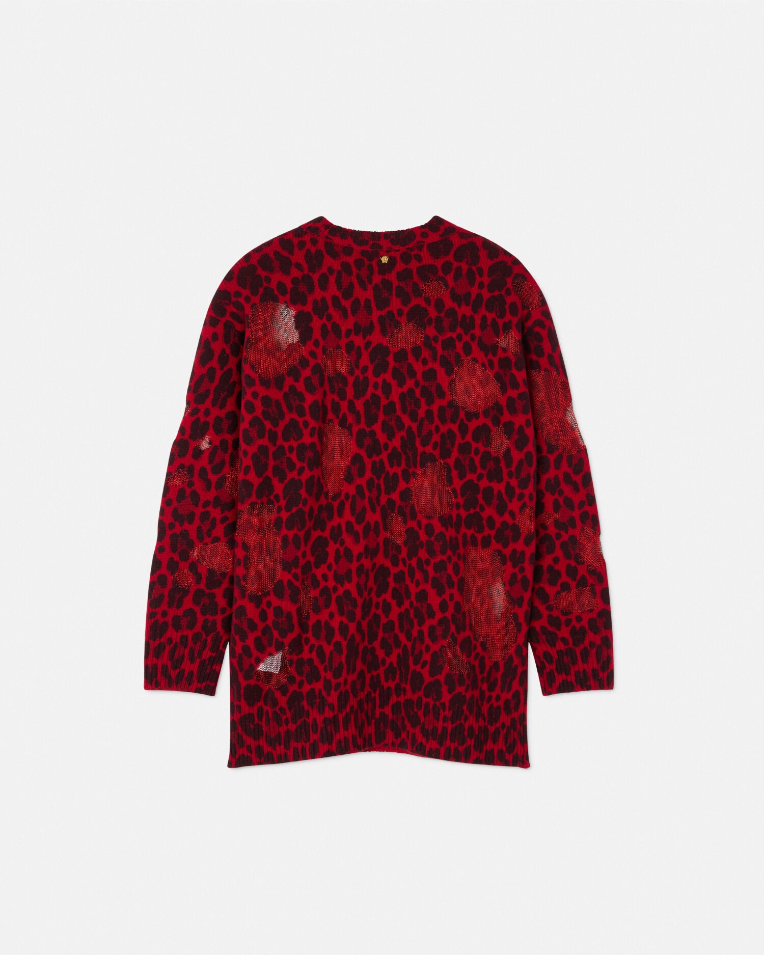 Leopard Intarsia Oversized Jumper Red VERSACE UK