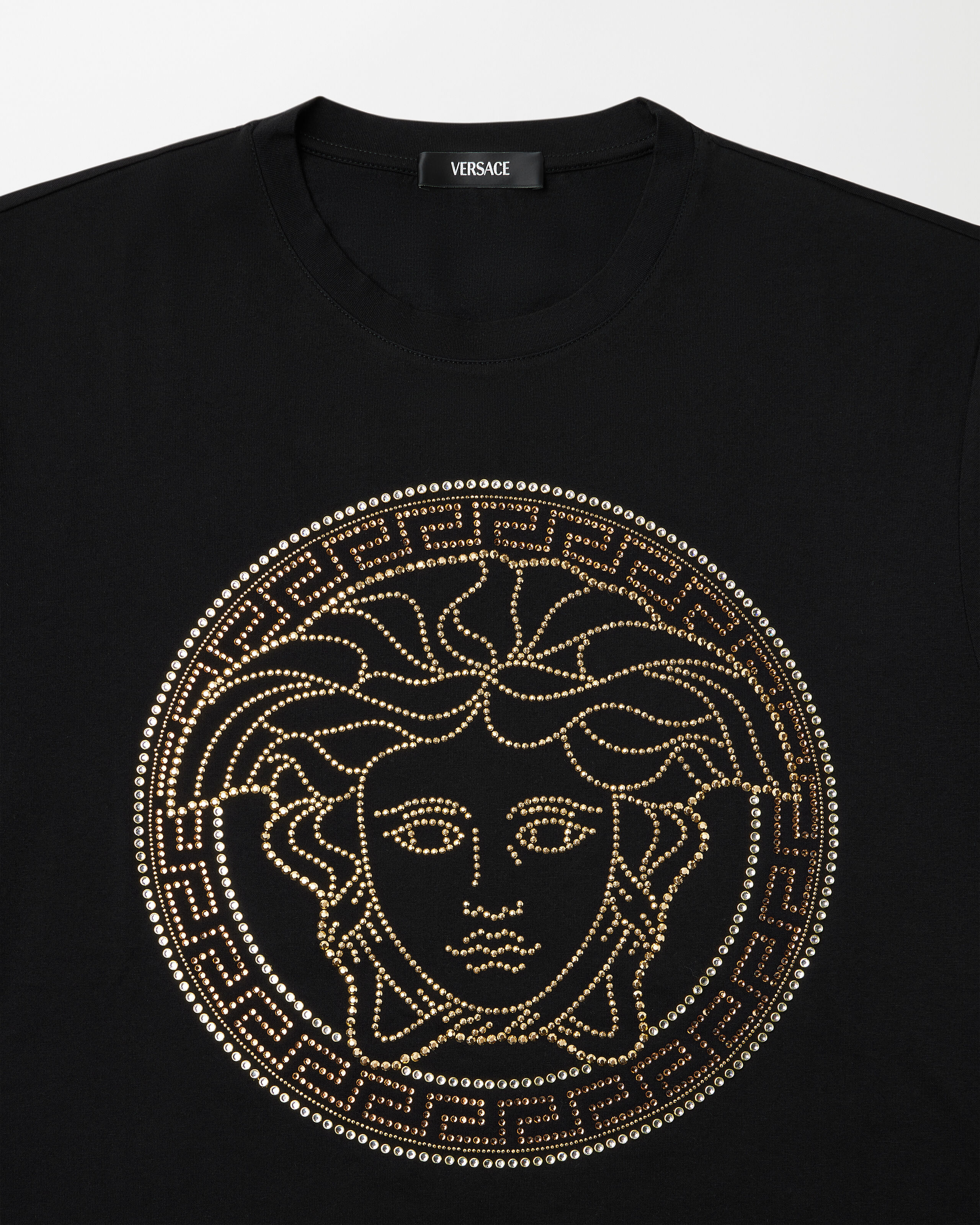 Versace tシャツ Printed Cotton-Jersey Slim T-Shirt Black | VERSACE CA