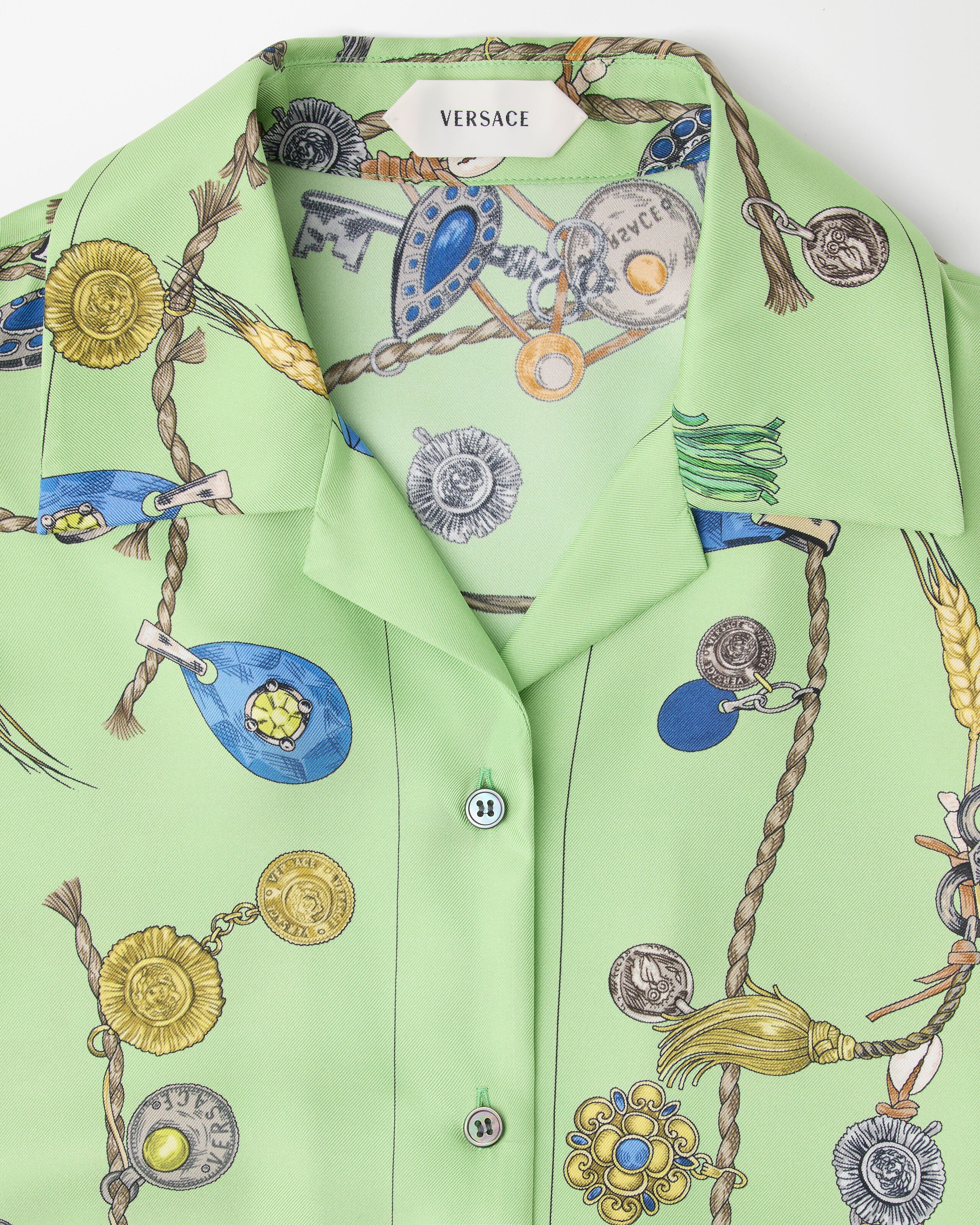 Printed Silk Twill Shirt Green | VERSACE IN