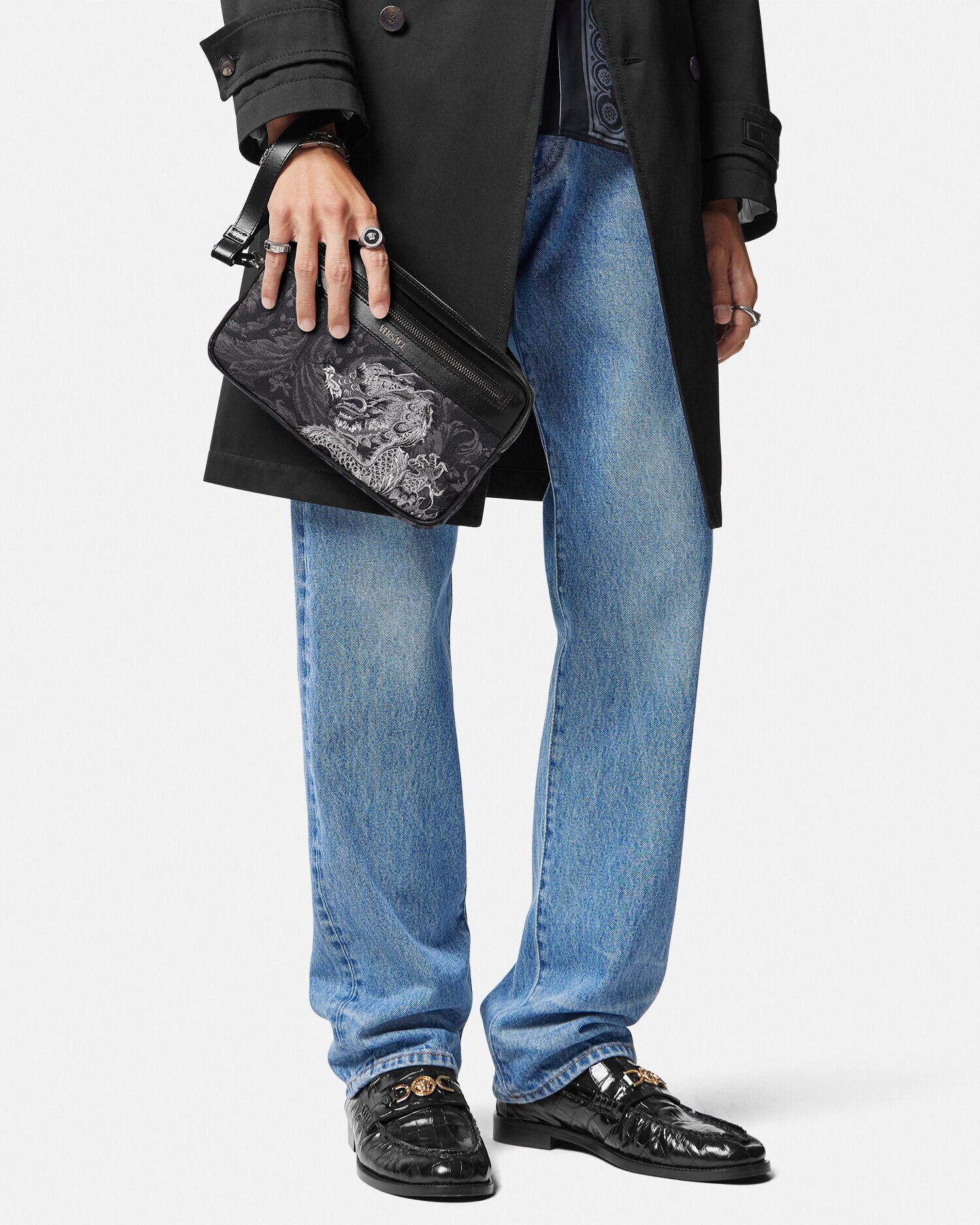 Athena Year of the Dragon Pouch Black Print VERSACE IN