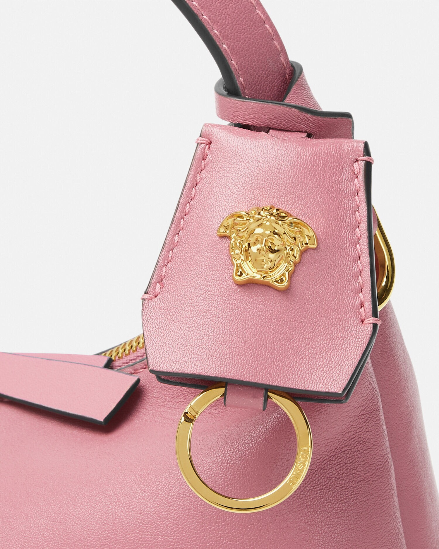 Versace Tag Nappa Hobo Bag Pink | VERSACE US
