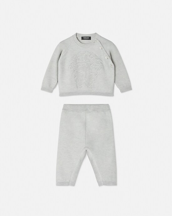 Baby Cotton-Cashmere Knit Sweater Set gray 1