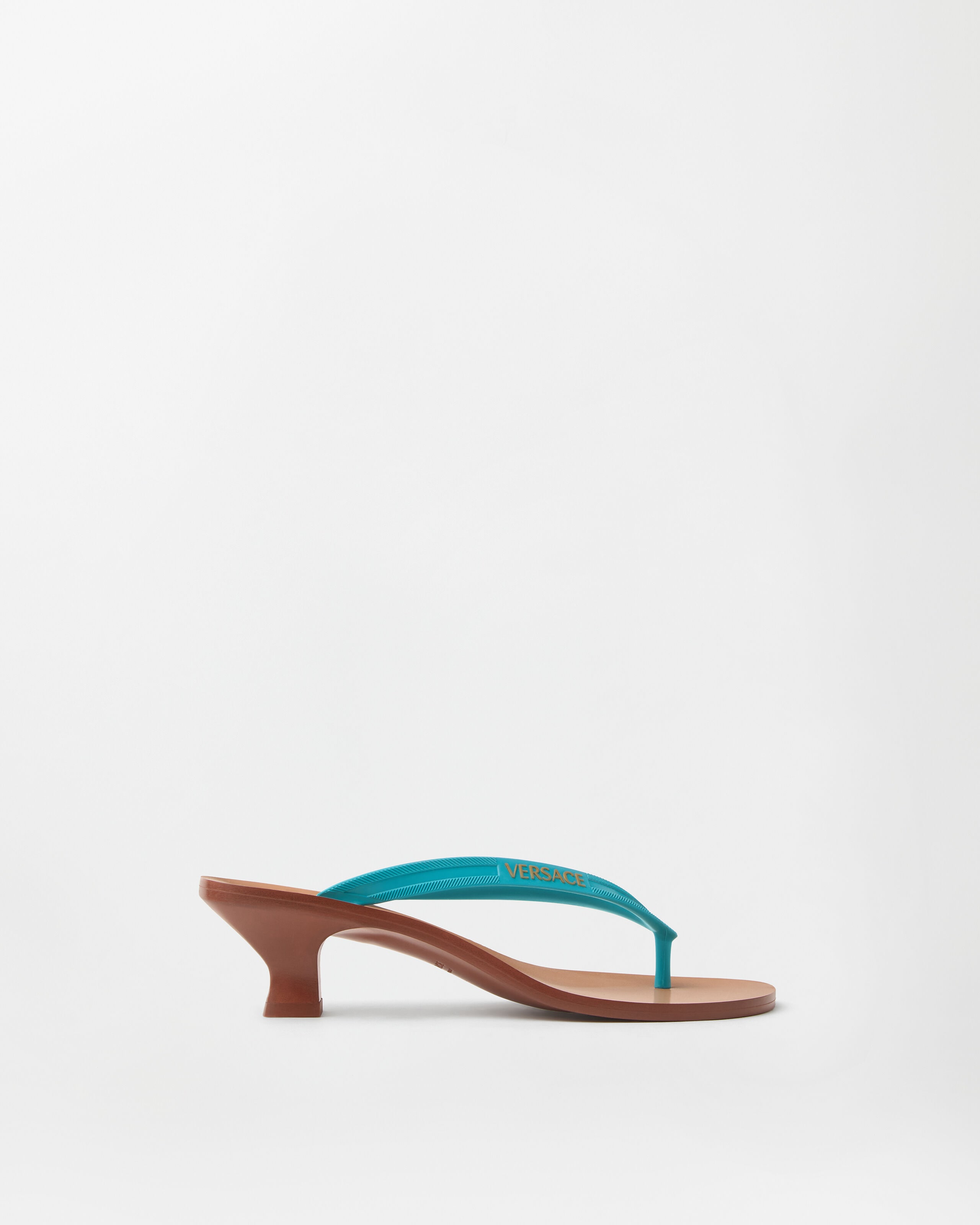 Sophie Rubber Thong Sandals 40 mm Blue | VERSACE US