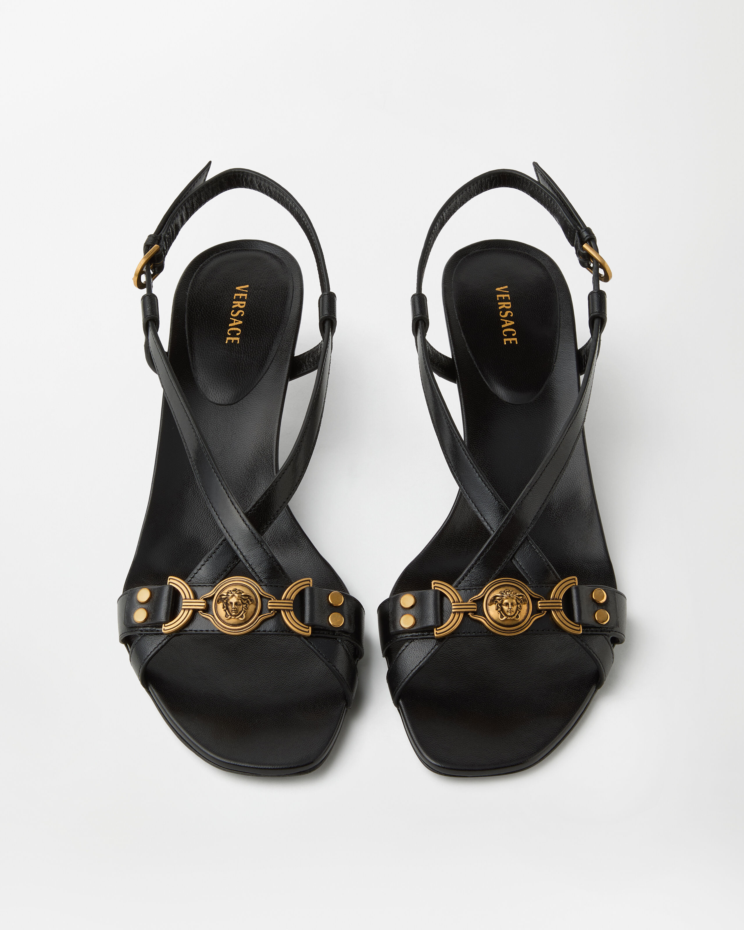Marisa Leather Sandals 50 mm Black | VERSACE US