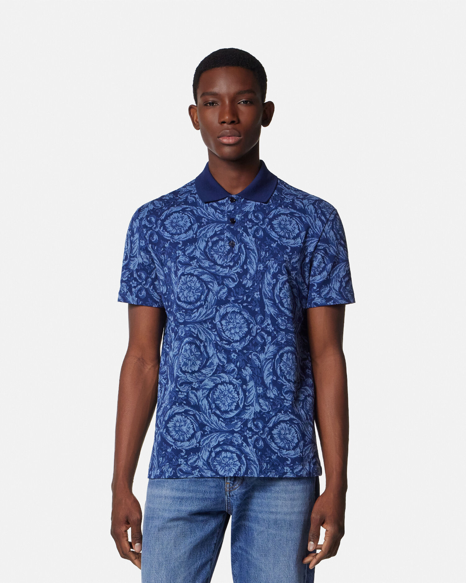 Barocco Polo Shirt Blue | VERSACE ZA