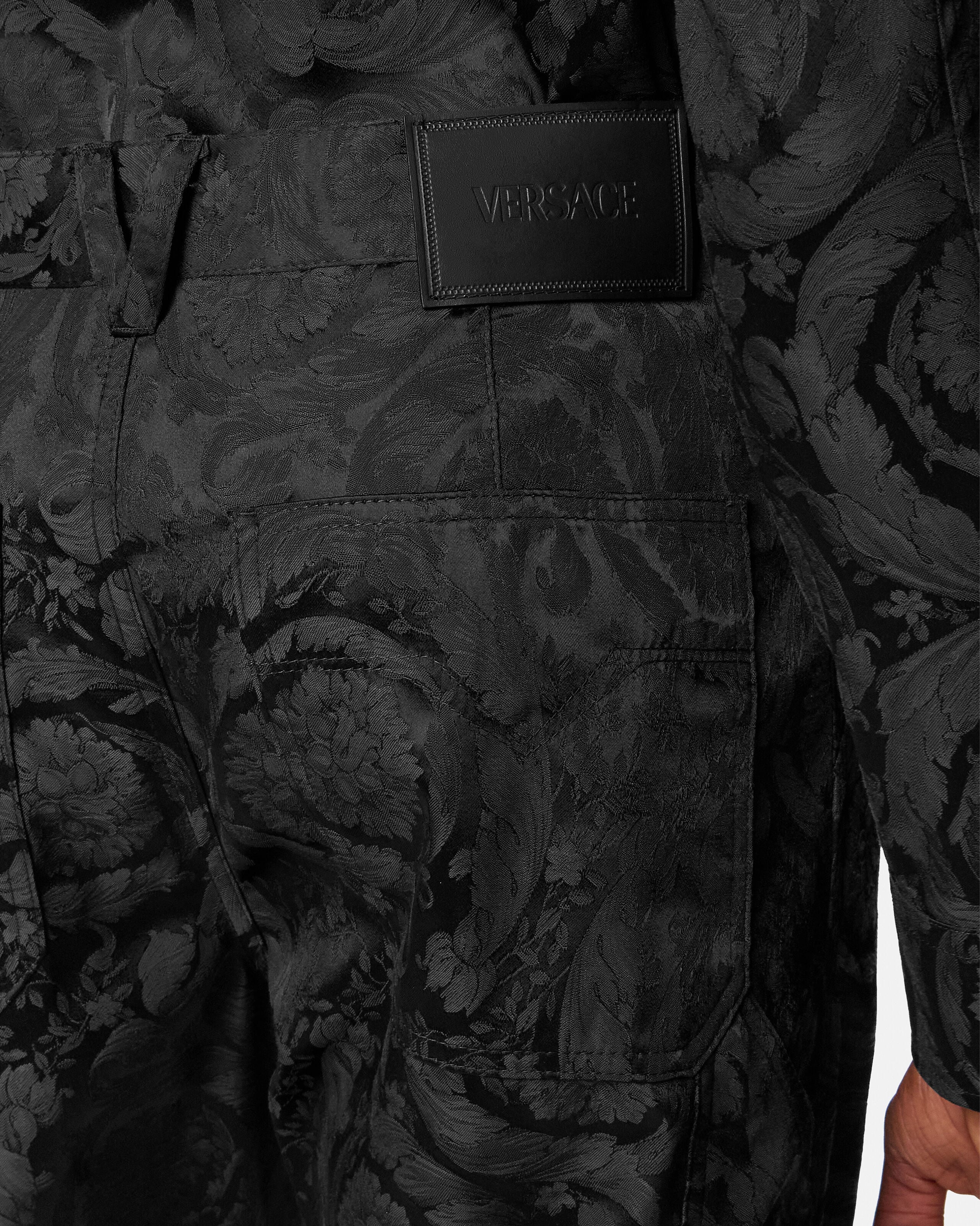 Jacquard Cotton Carpenter Pants Black | VERSACE US
