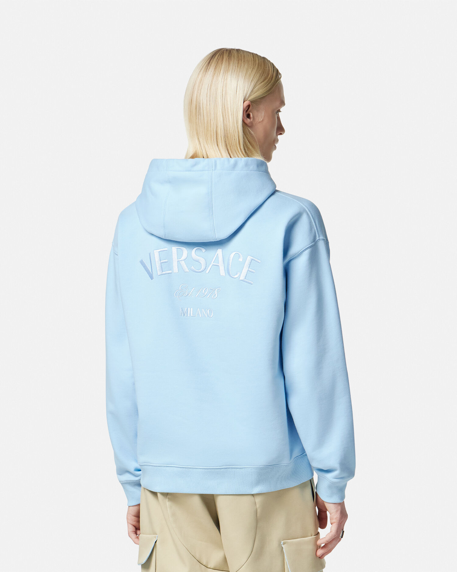 Felpa con cappuccio Versace Milano Stamp Blu VERSACE IT