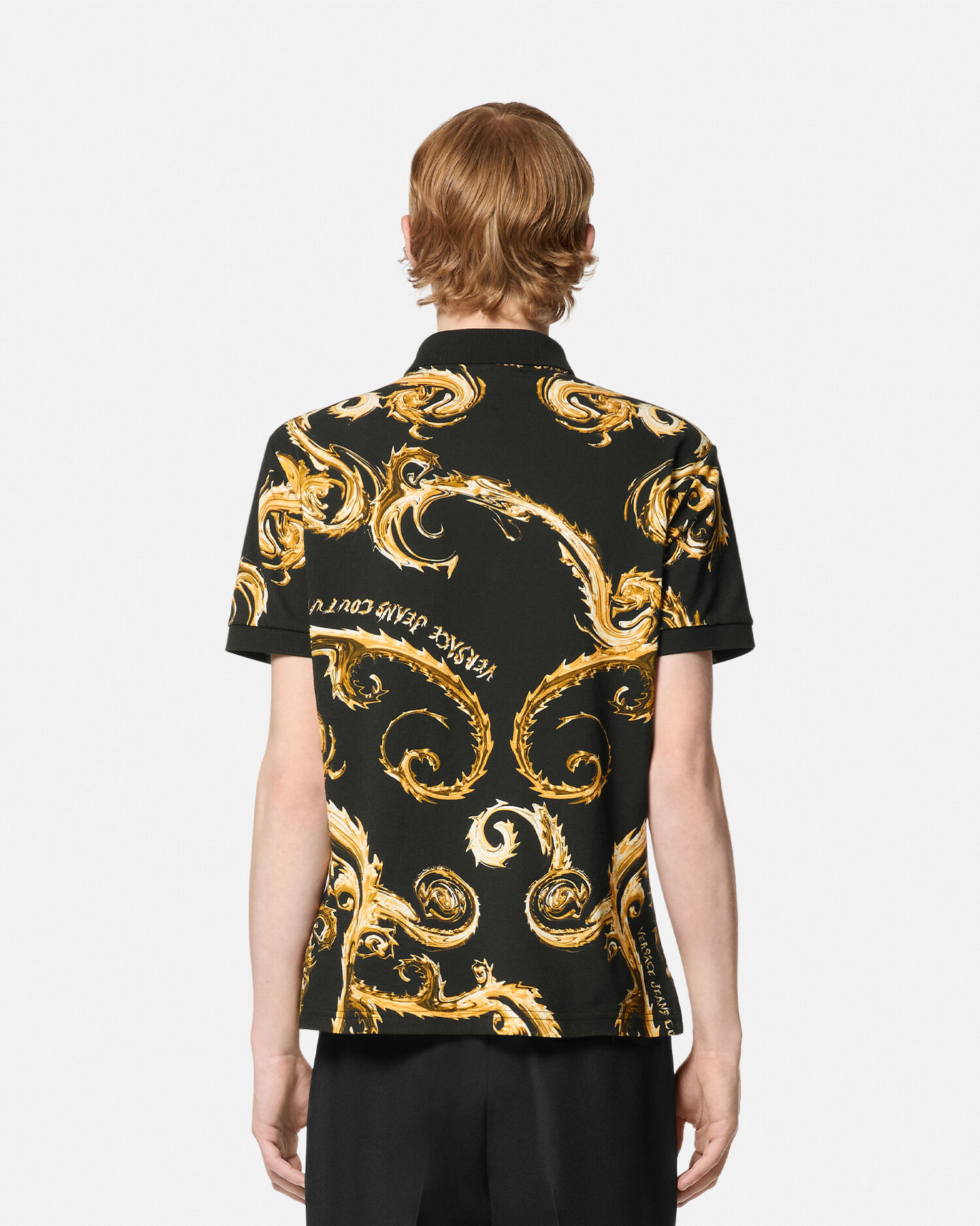 Versace polo shirt black and gold outlet