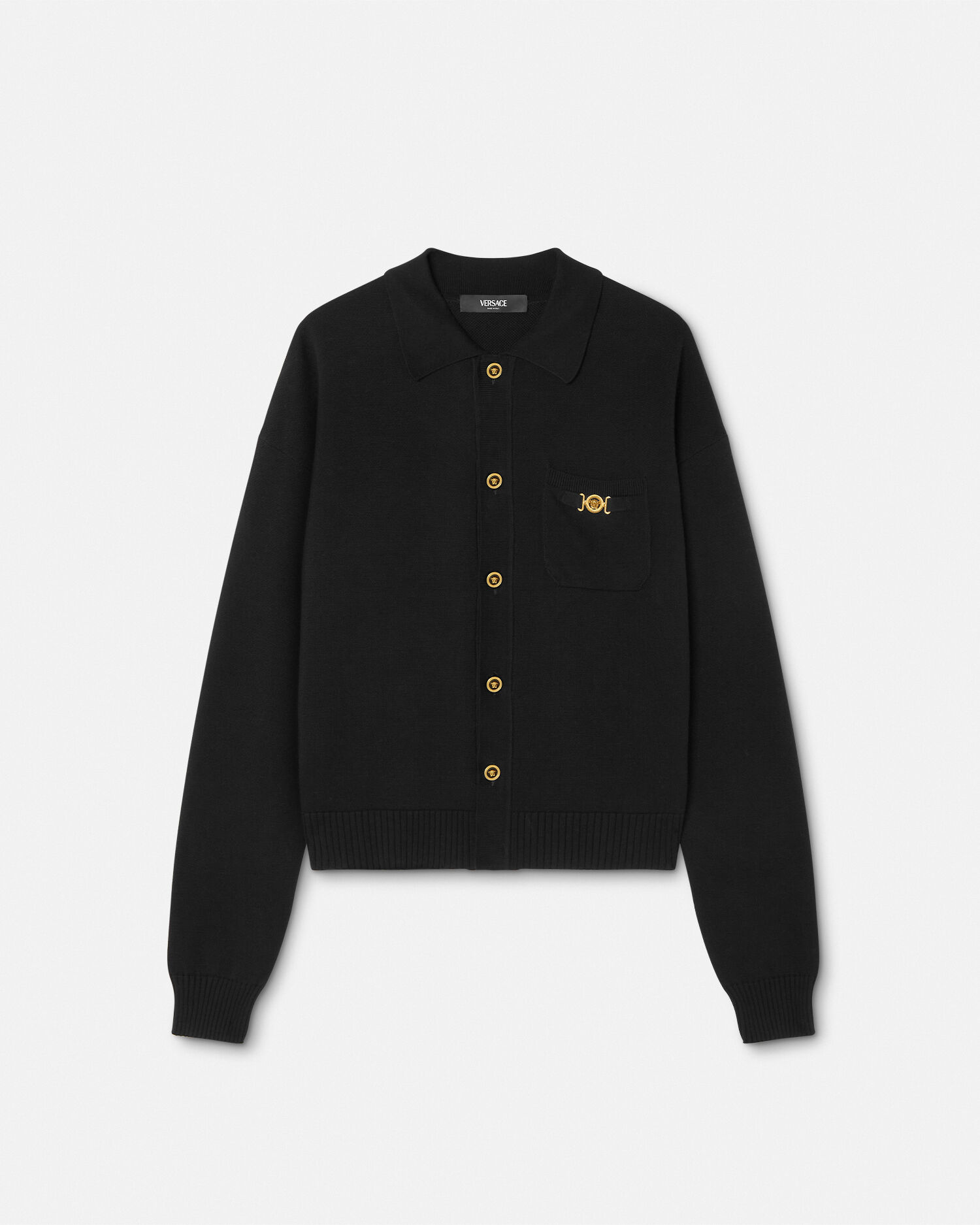 Medusa Biggie Knit Polo Cardigan | VERSACE US