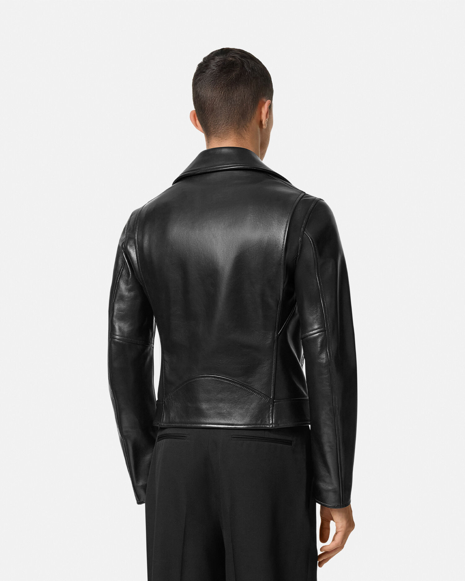Versace Leather Biker Jacket male Black 56