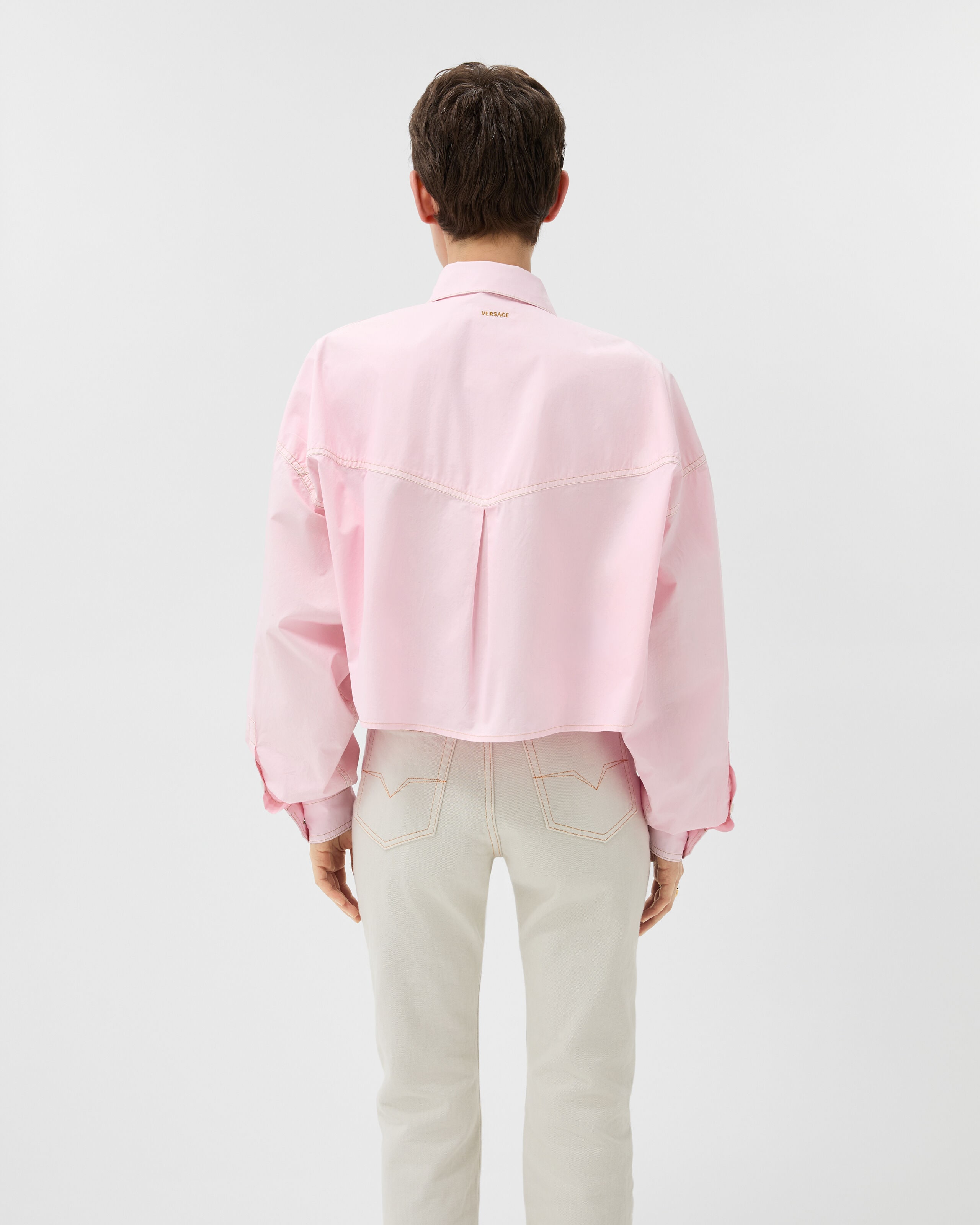 Cotton-Poplin Crop Shirt Pink | VERSACE