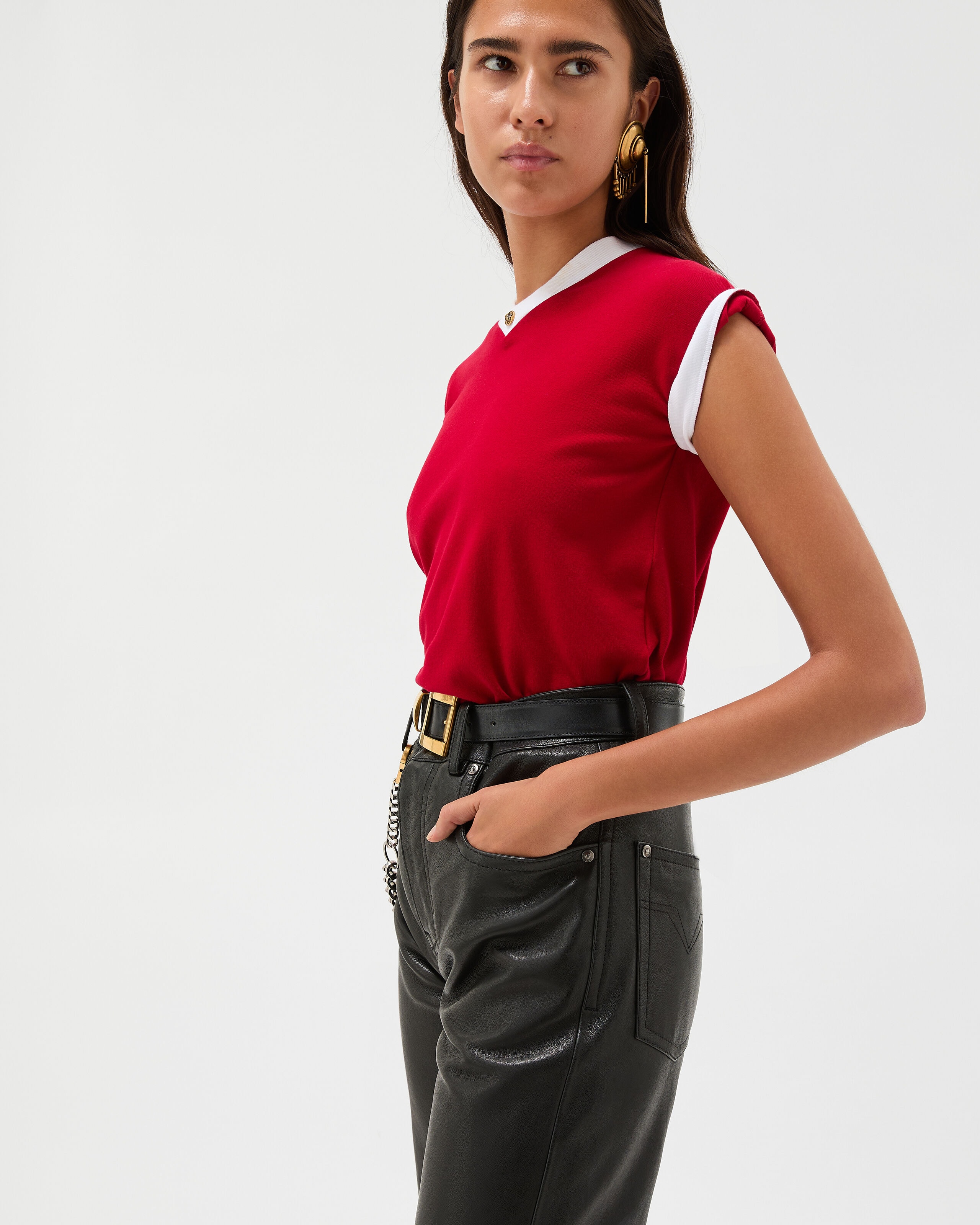 Stretch Cotton-Jersey T-Shirt Red | VERSACE US
