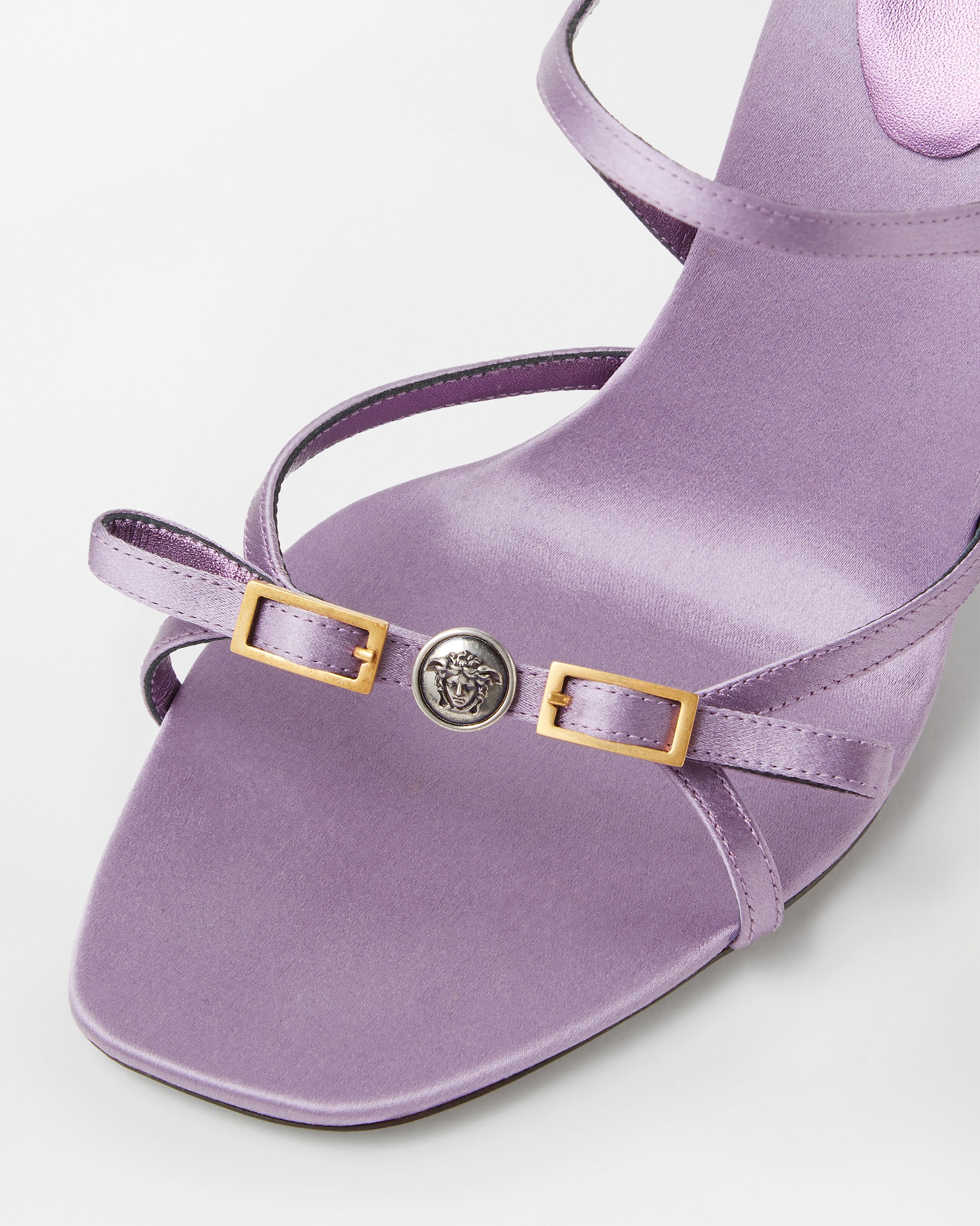 Nyx Satin Mules 80 mm Purple | VERSACE US