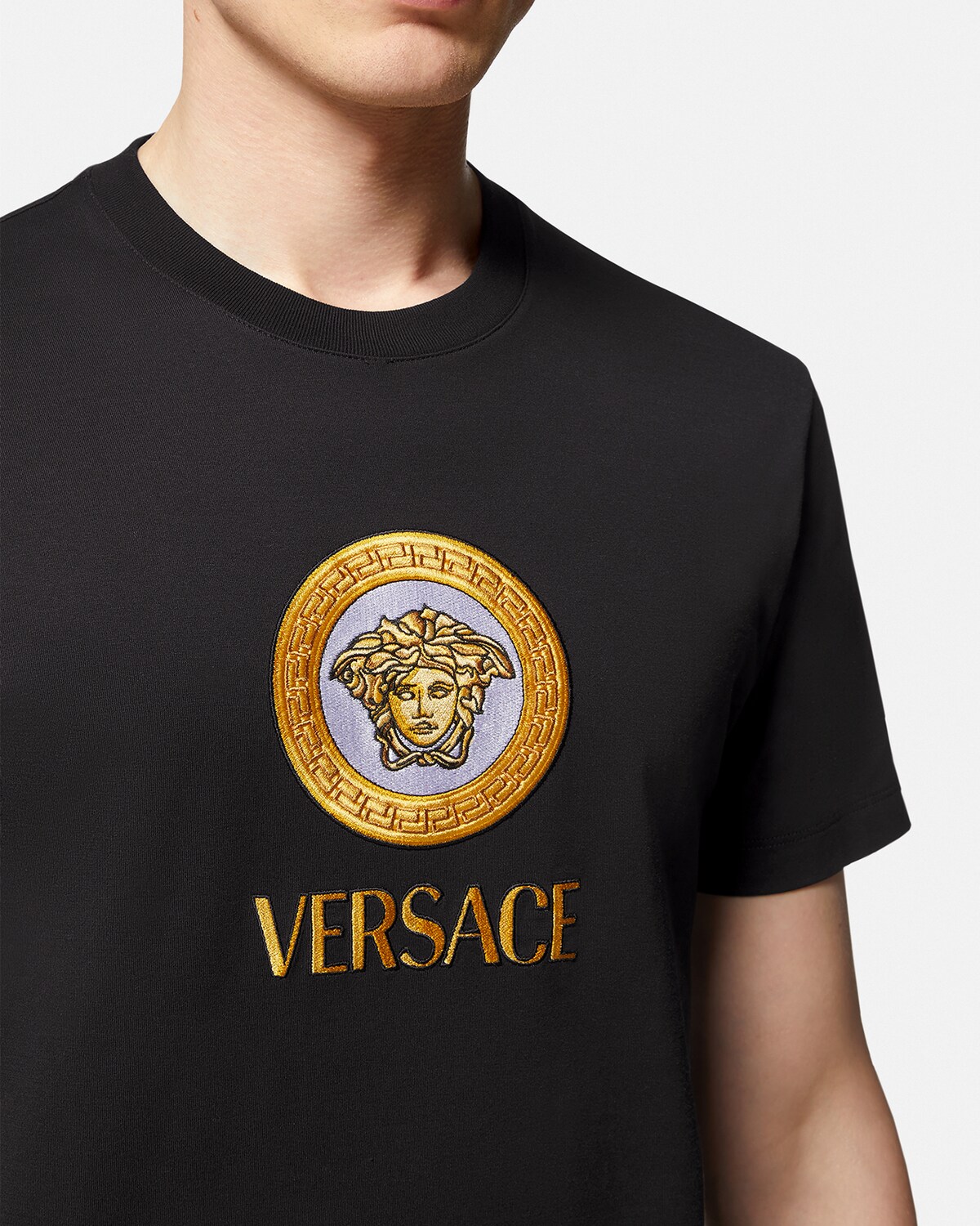 Versace Embroidered Medusa Logo TShirt for Men US Online Store