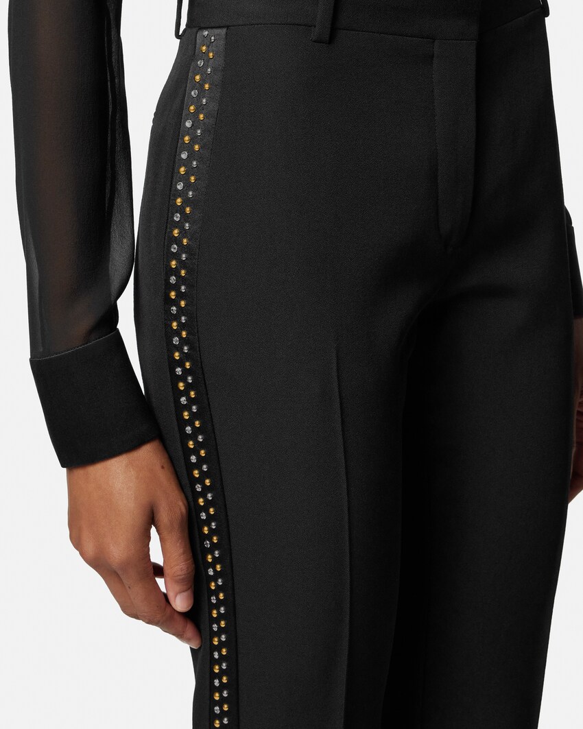 Embellished Wool Slim Pants Black 3