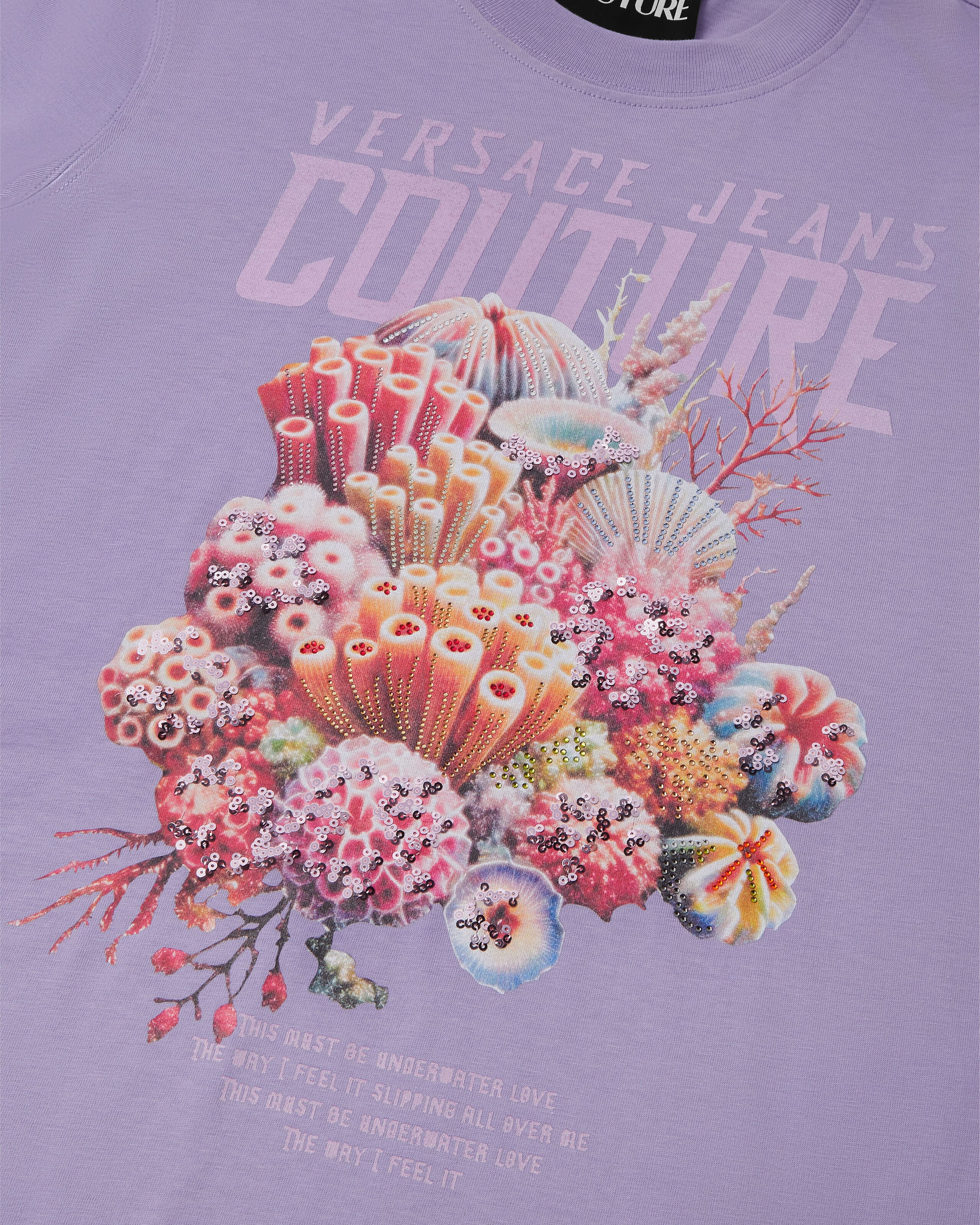 Printed Embellished Cotton-Jersey T-Shirt Print | VERSACE