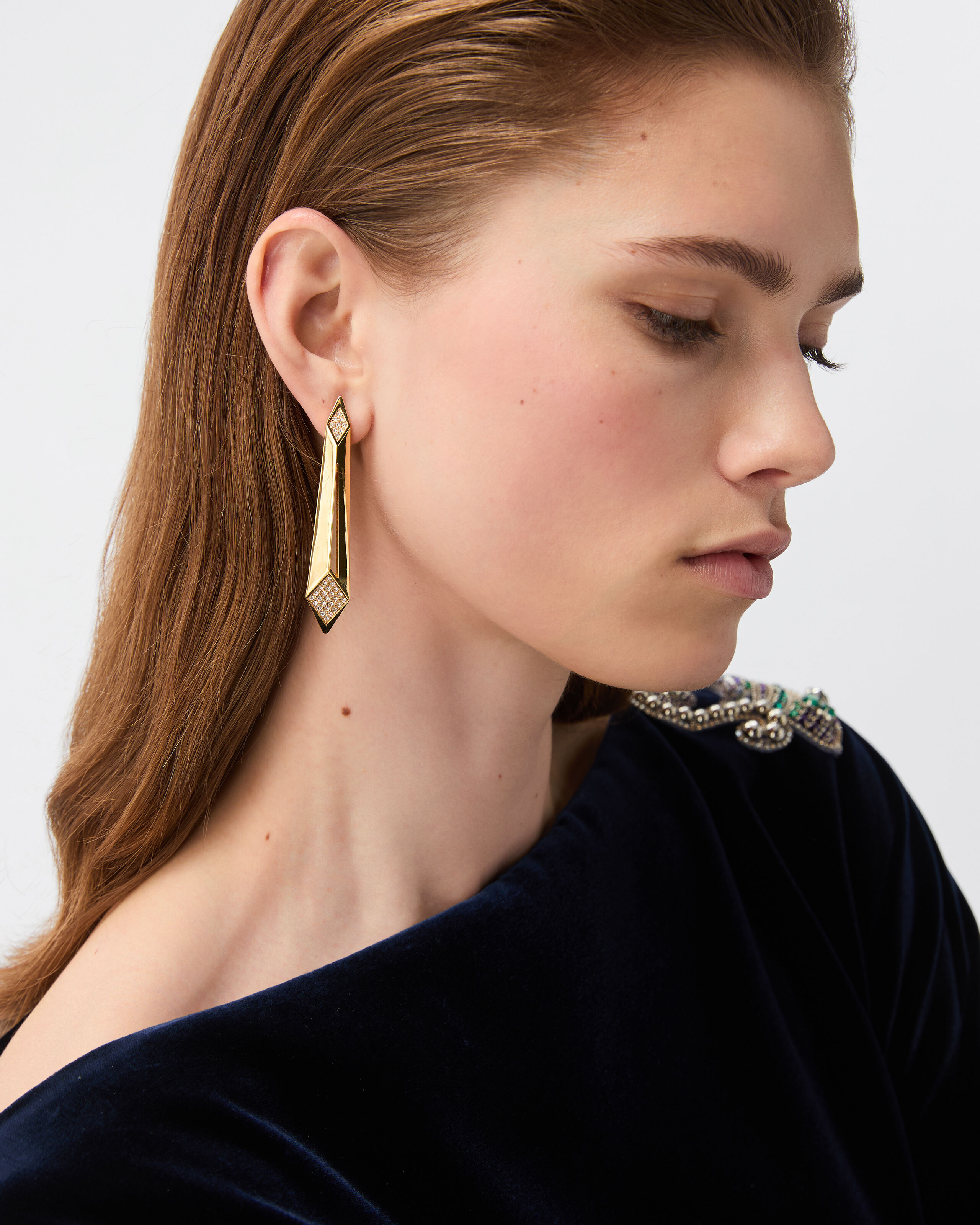 Blade Crystal Earrings Gold | VERSACE US