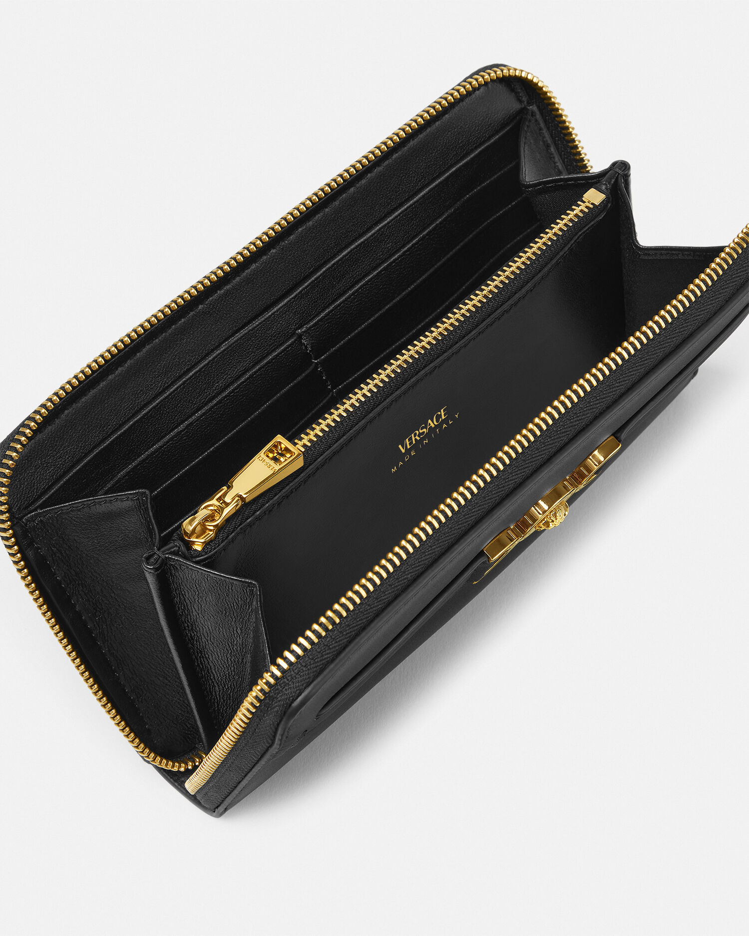 Medusa '95 Leather Wallet Black,Gold | VERSACE US