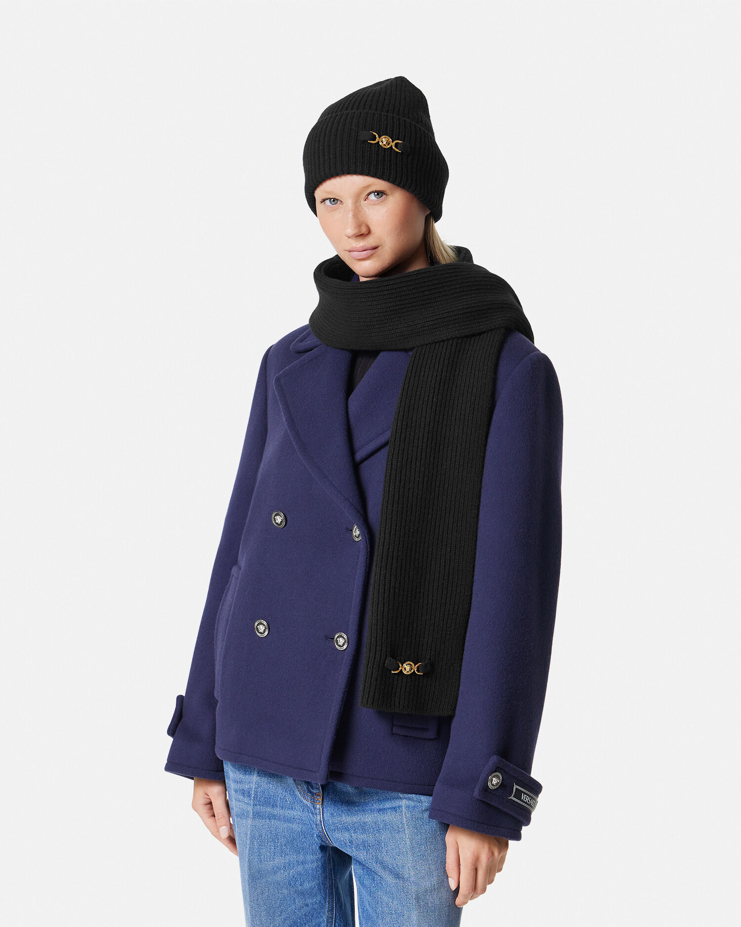 Ribbed Wool-Cashmere Knit Scarf