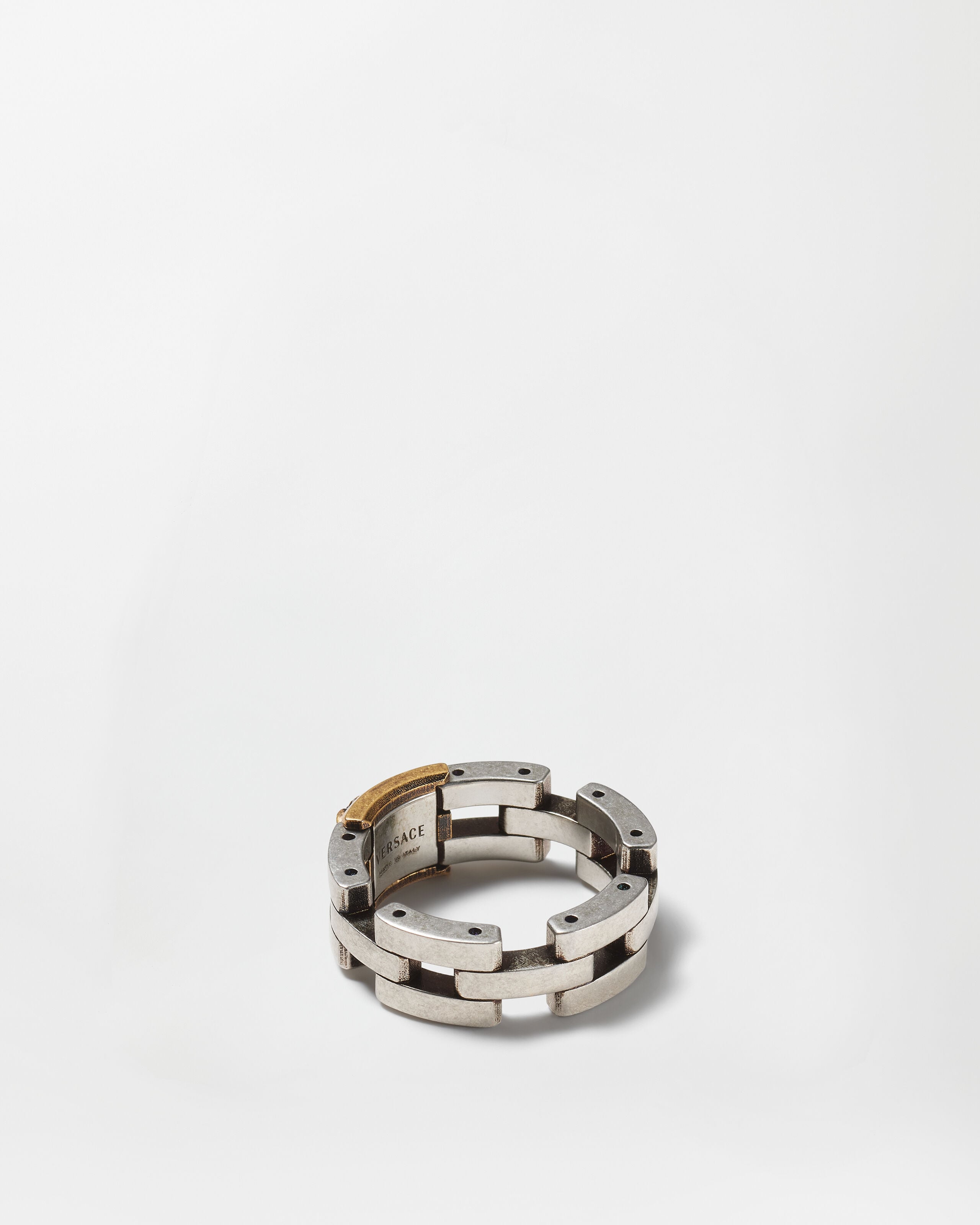 Medusa Link Ring Silver,Gold | VERSACE US