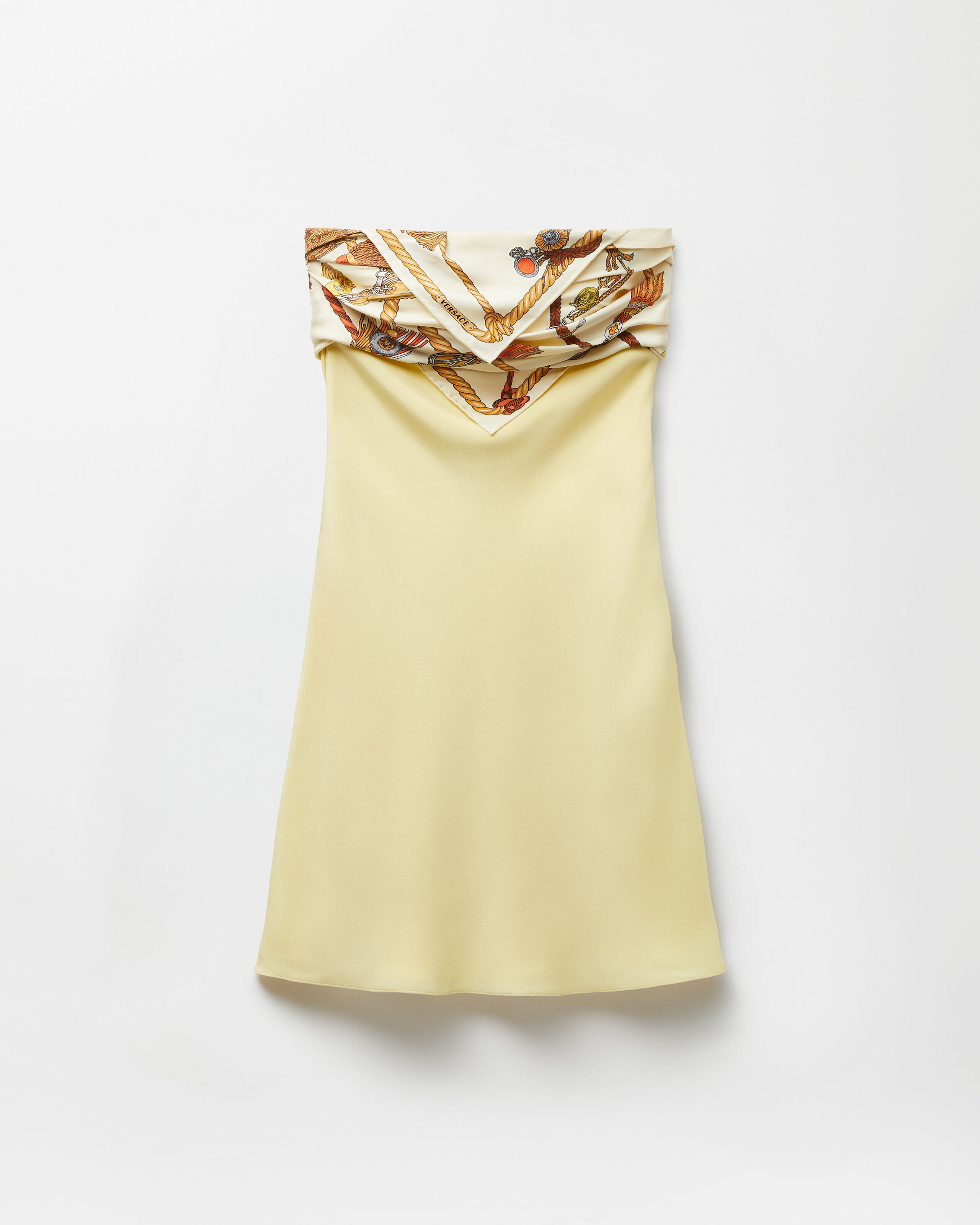 Silk Crepe Marocain Strapless Mini Dress Print | VERSACE US