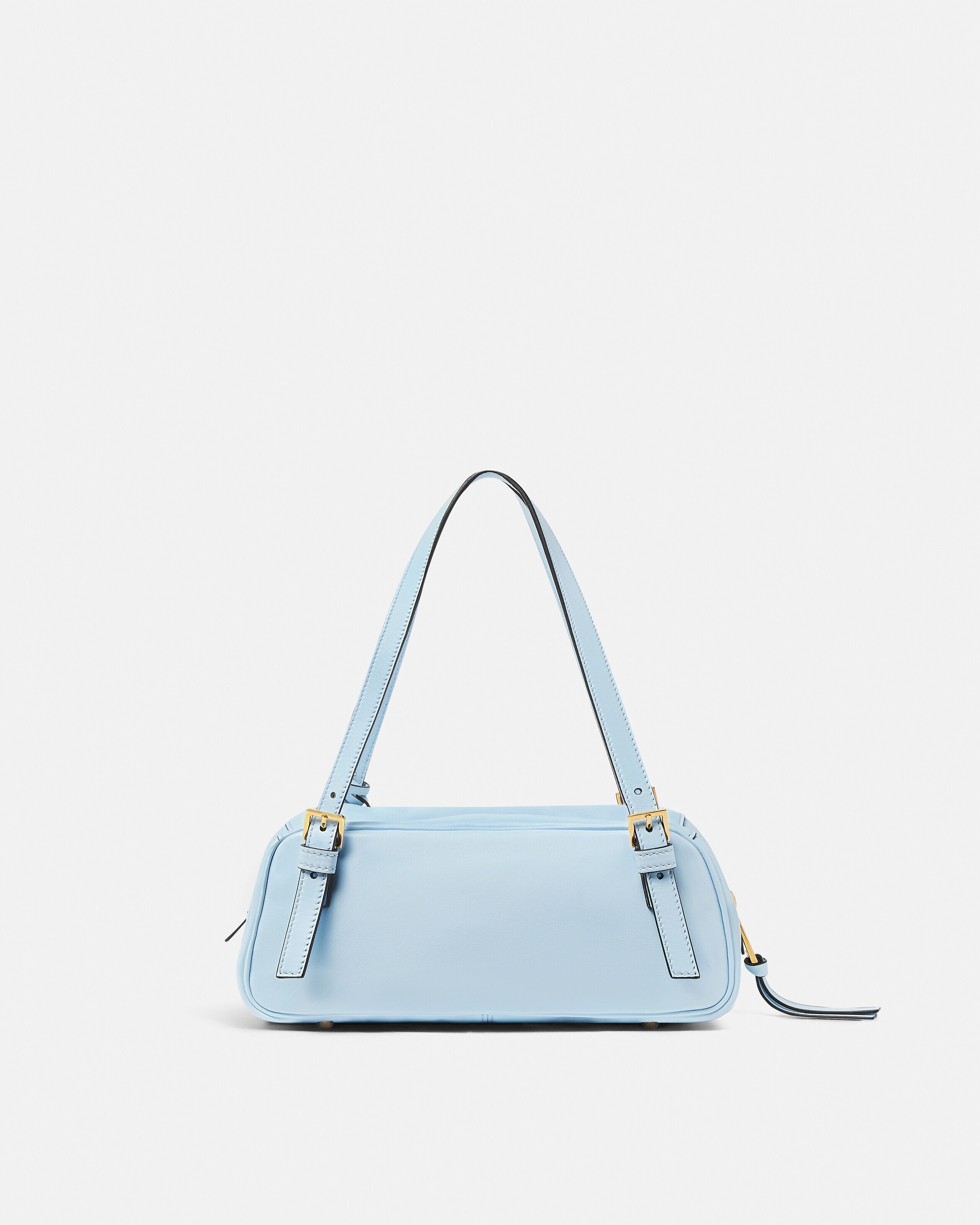 Versace Tag Nappa Bowling Bag Blue | VERSACE US