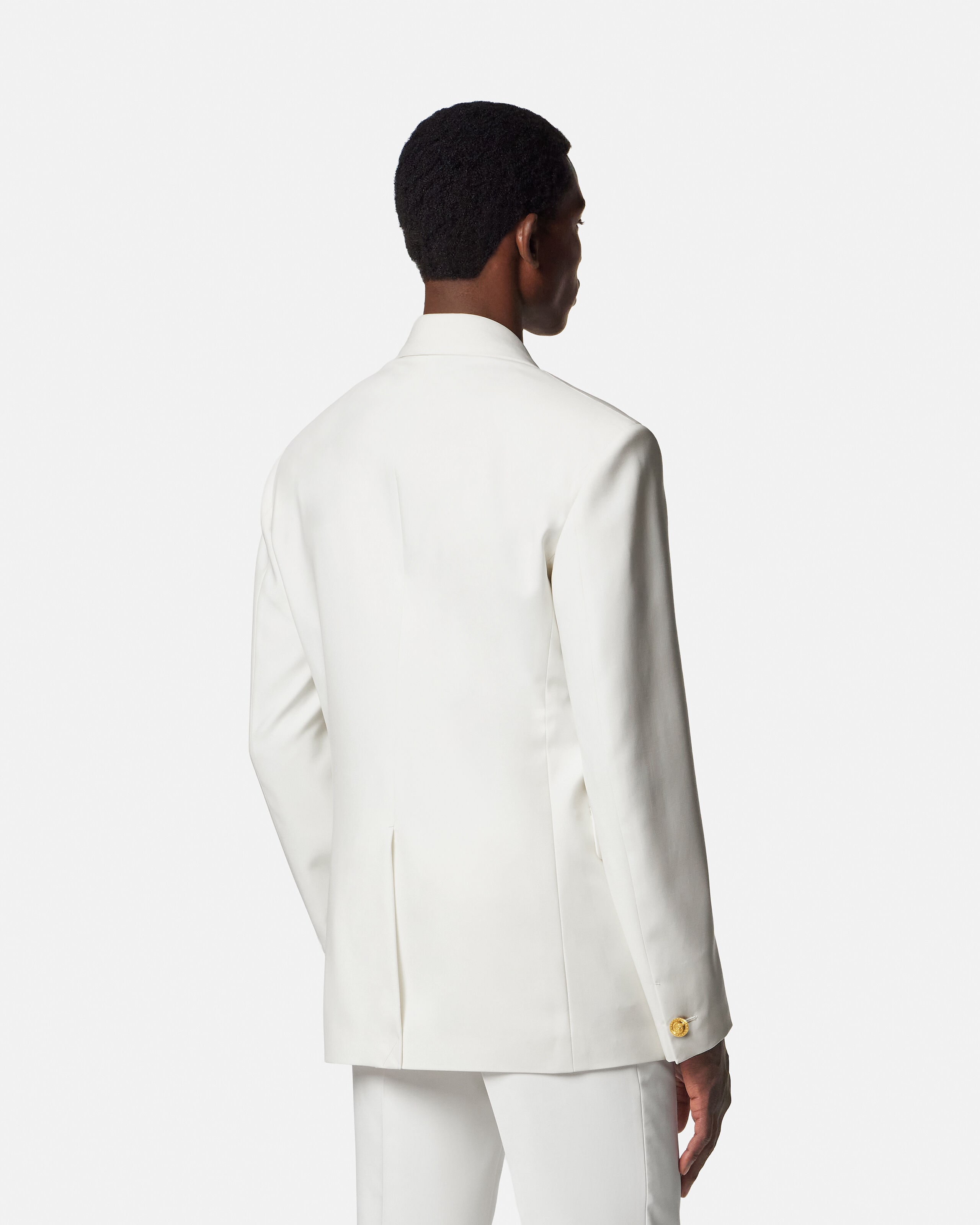 Wool Double-Breasted Blazer White | VERSACE US