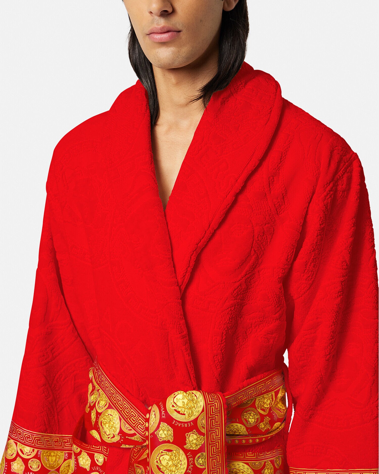 Versace red dressing best sale gown