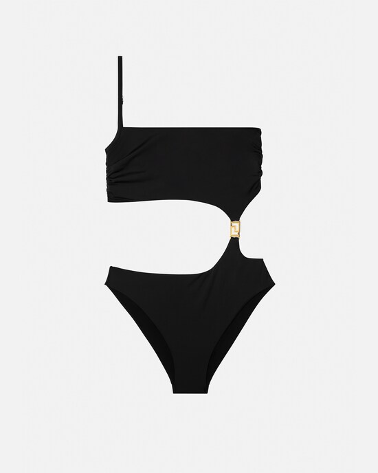 Versace Greca Goddess Cutout Swimsuit Black 1