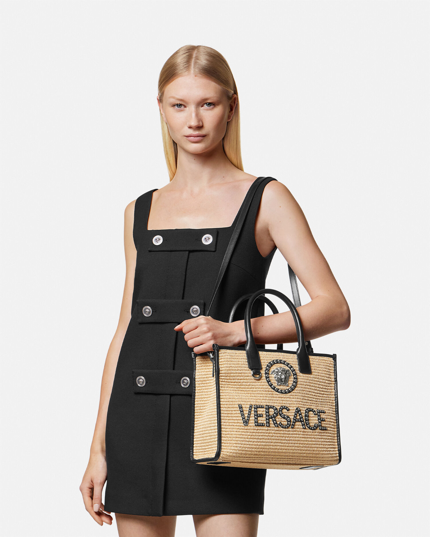Versace top studded bag