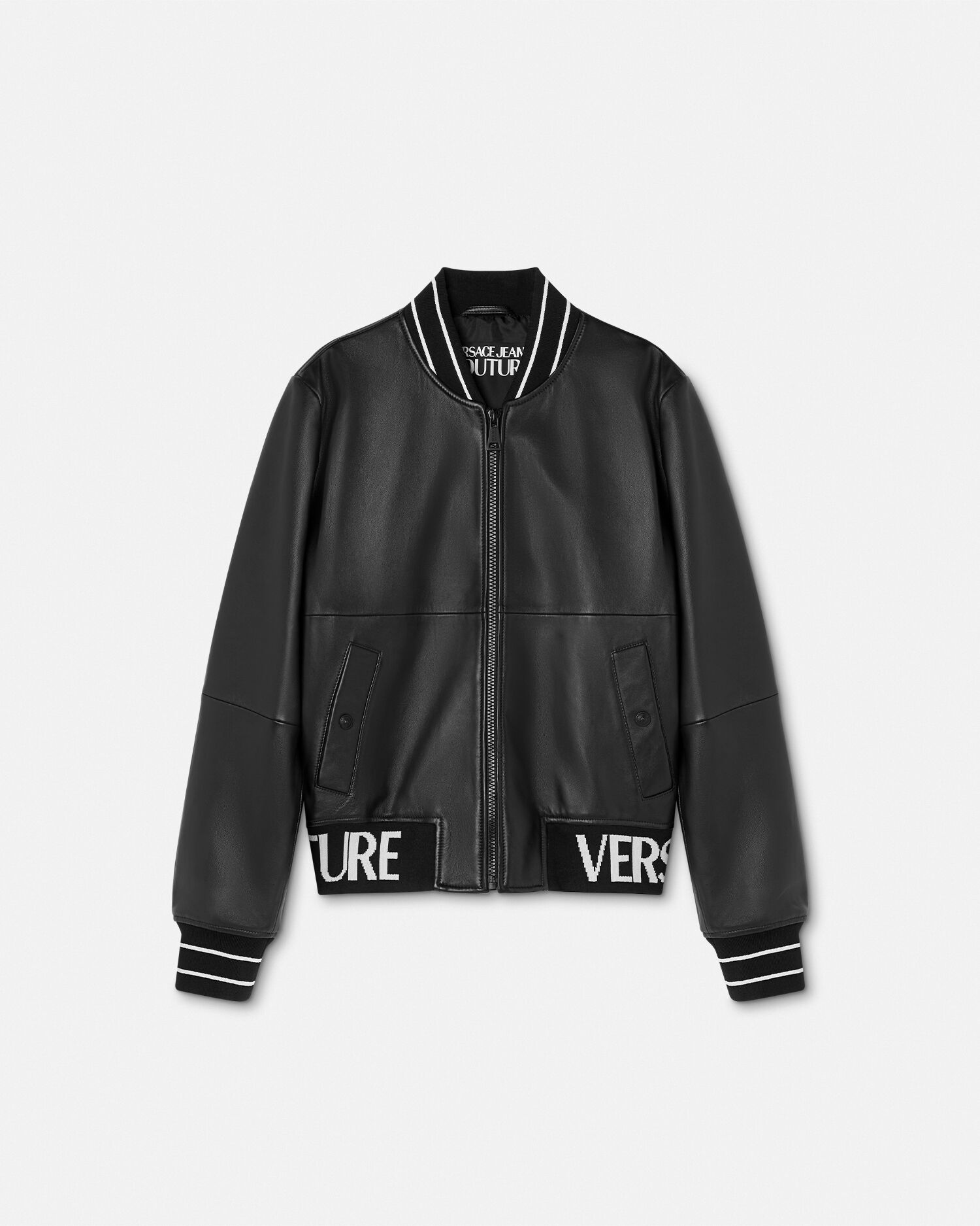 Logo Leather Bomber Jacket | VERSACE