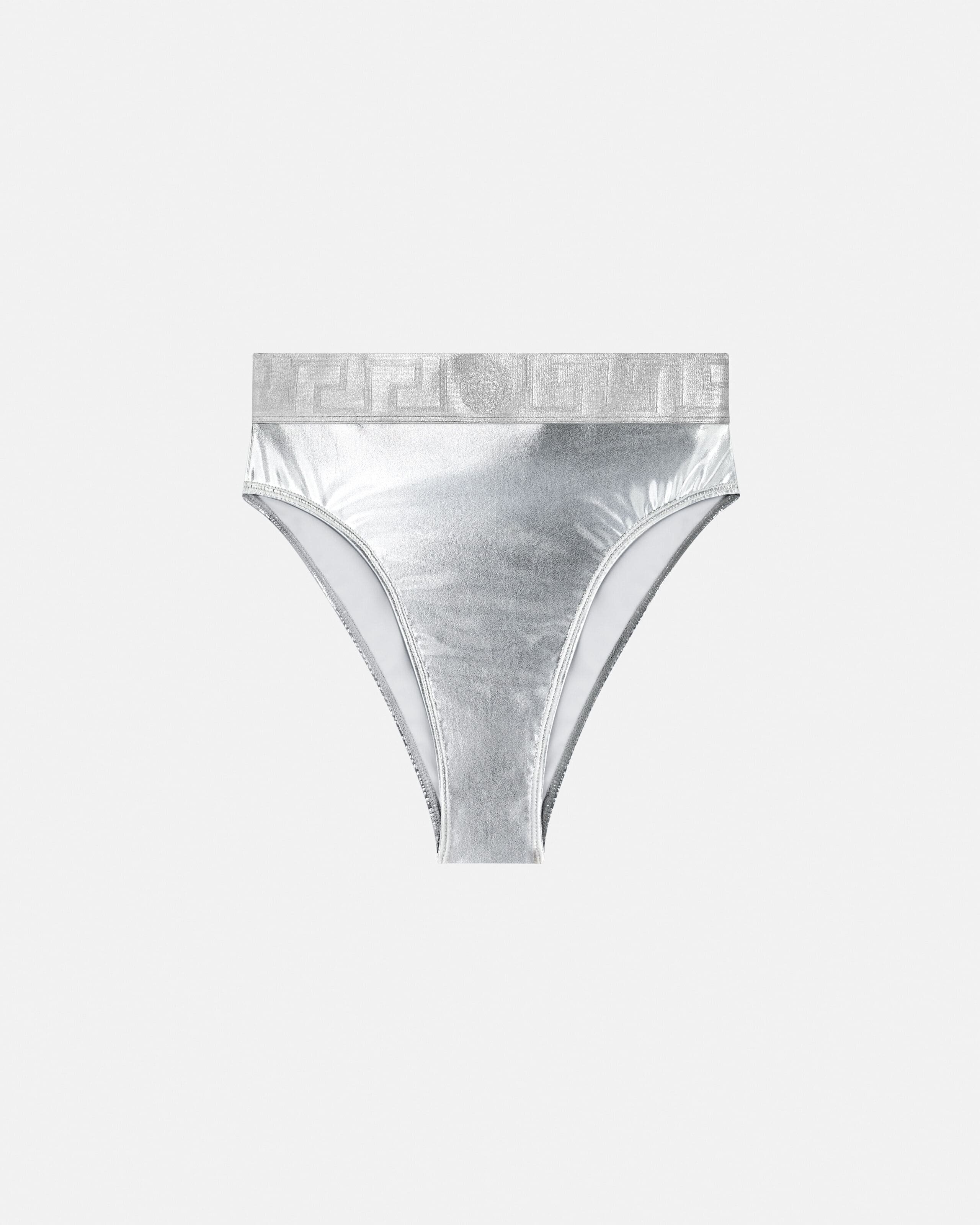 Metallic Bikini Bottoms Silver | VERSACE US