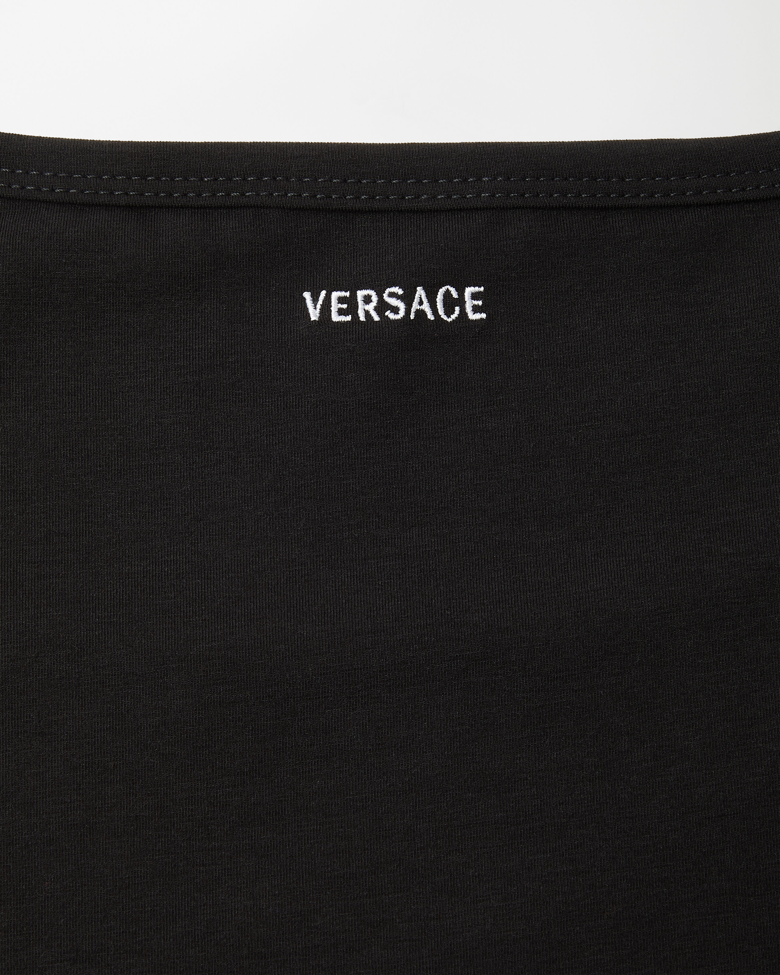 Embroidered Cotton-Jersey Tank Top Black | VERSACE US