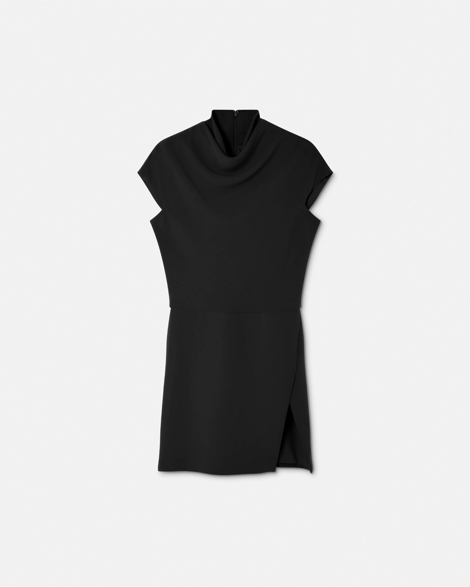 Cady Draped Neck Slit Mini Dress