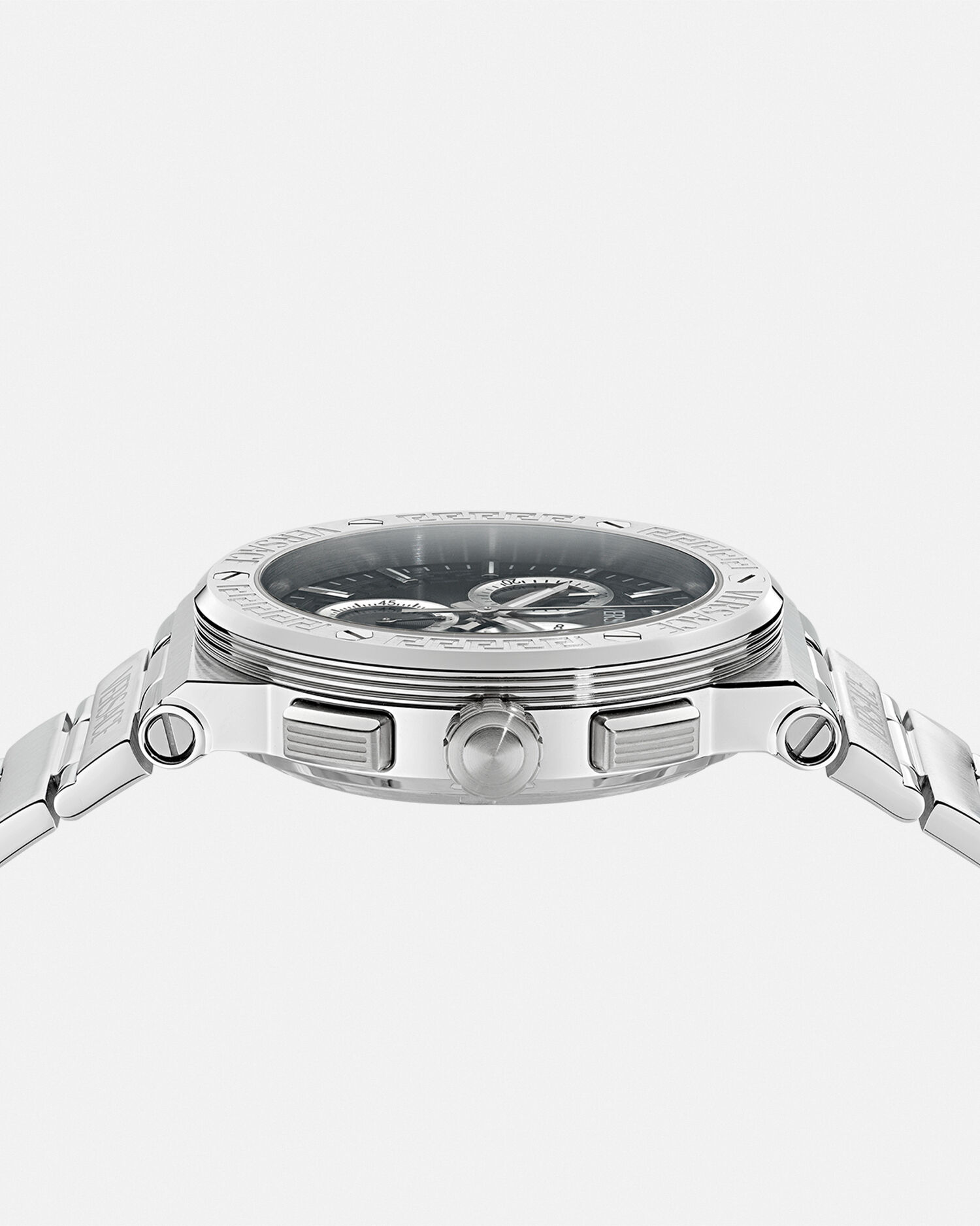 Greca Logo Chrono Watch Black,Silver | VERSACE US