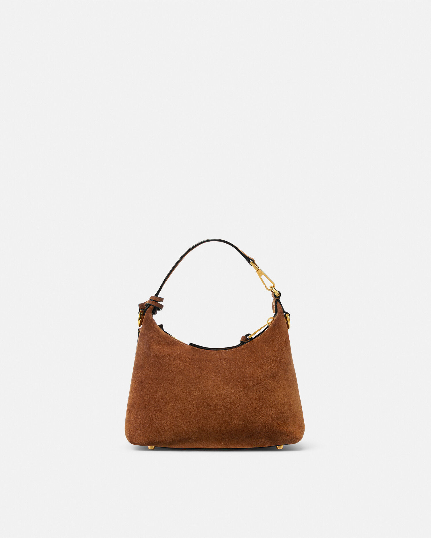 Versace Tag Suede Hobo Bag Brown,Gold | VERSACE