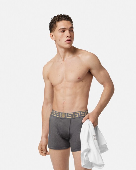 Versace Lange Unterhose aus Baumwolljersey grau 2