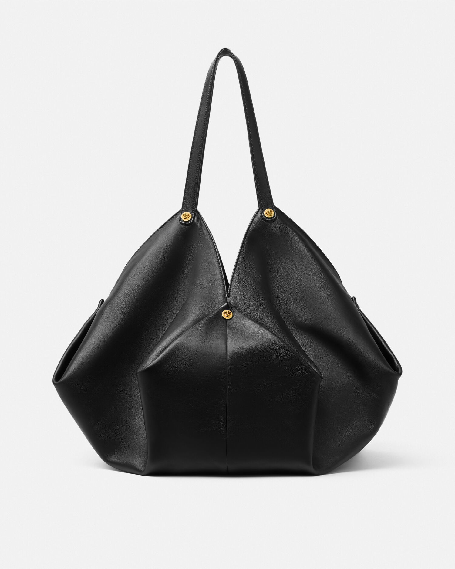 Protea Large Nappa Shoulder Bag Black,Gold | VERSACE US