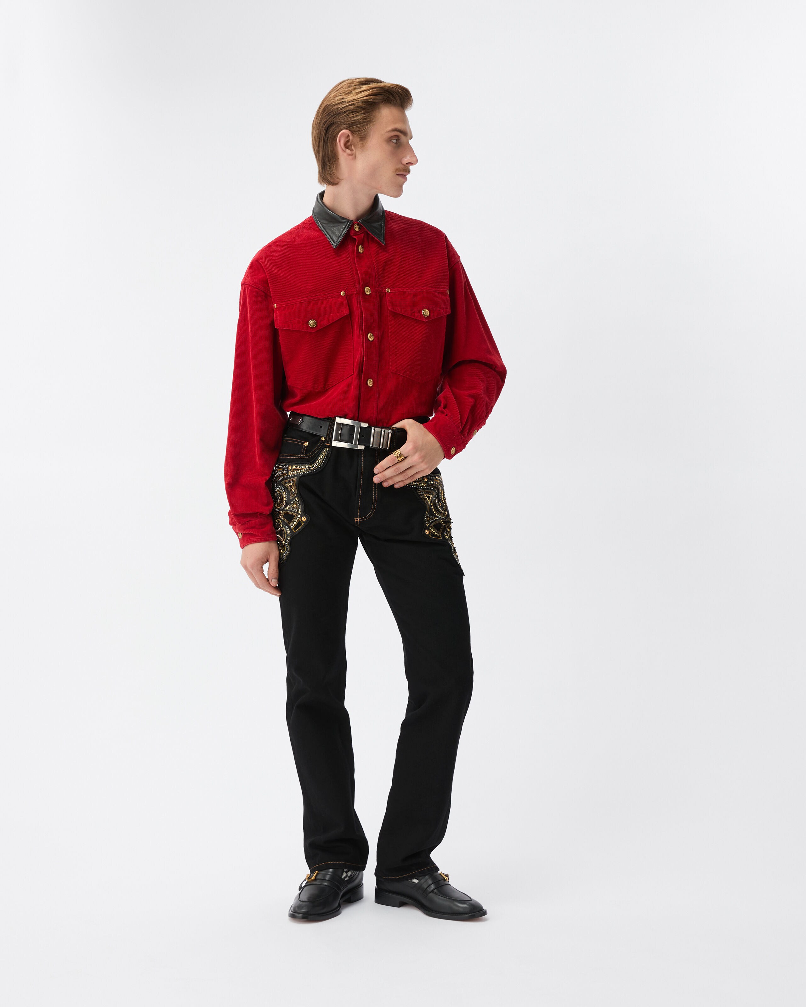 Embroidered Straight Jeans | VERSACE US