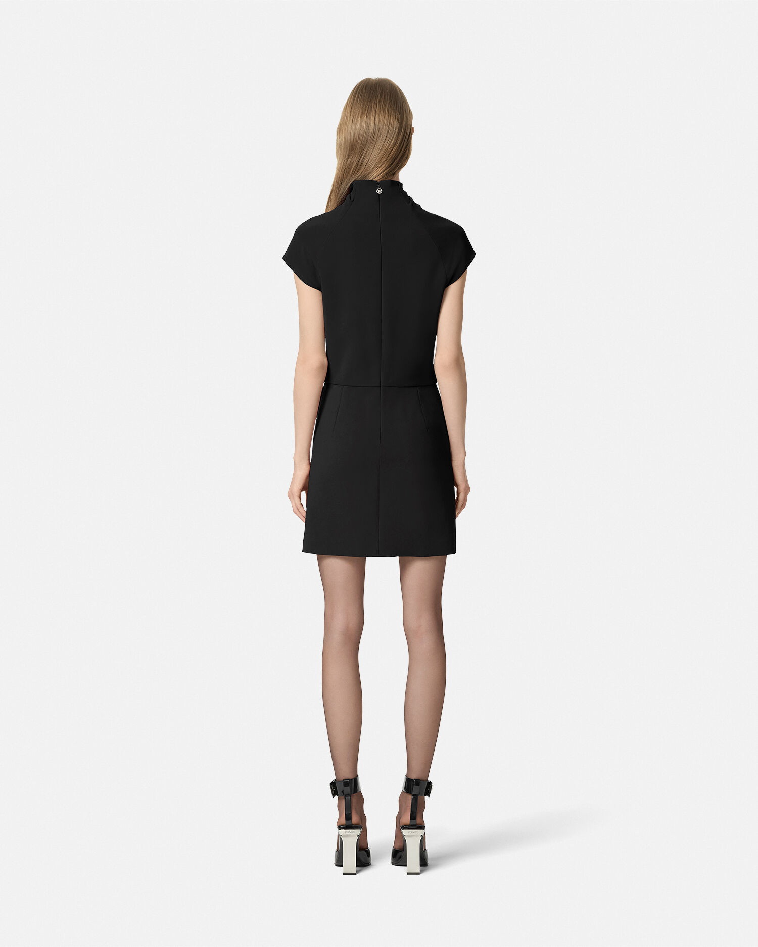 Versace back cady shift mini dress top