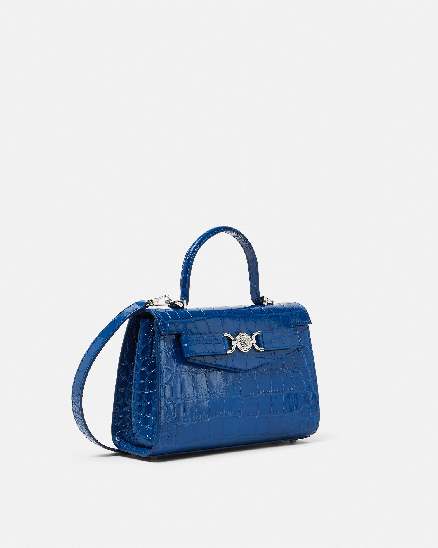 Medusa '95 Croc-Effect Top-Handle Blue | VERSACE US