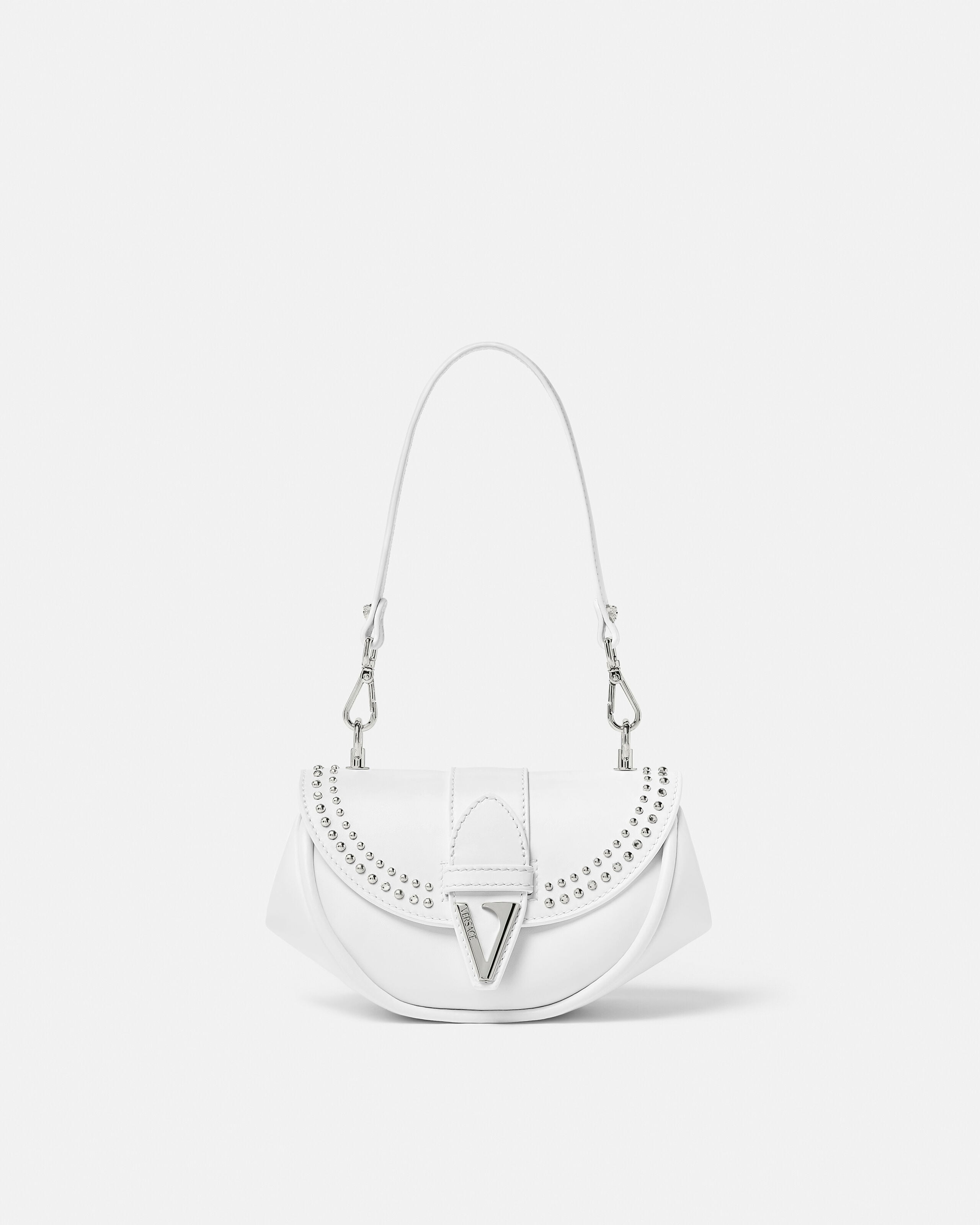 Virtus Embellished Small Shoulder Bag White | VERSACE US