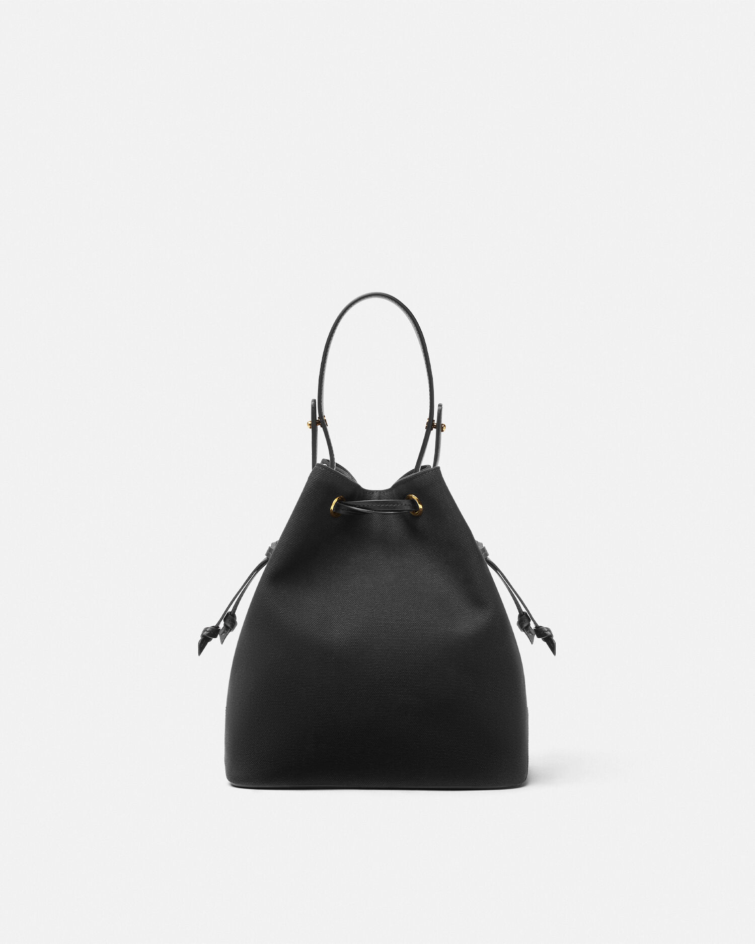 La Medusa Canvas Bucket Bag Black,Gold | VERSACE US