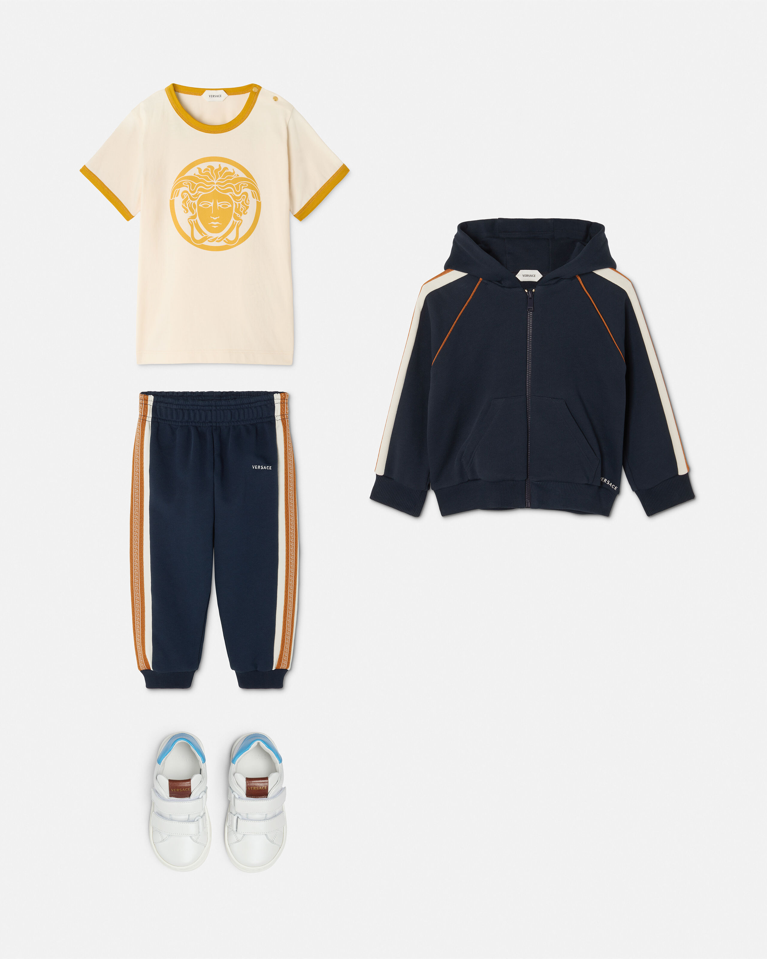 Baby Embroidered-Logo Cotton-Jersey Sweatpants Blue | VERSACE