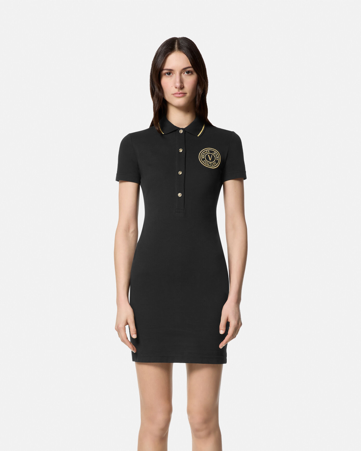 Robe polo mi longue V Emblem VERSACE