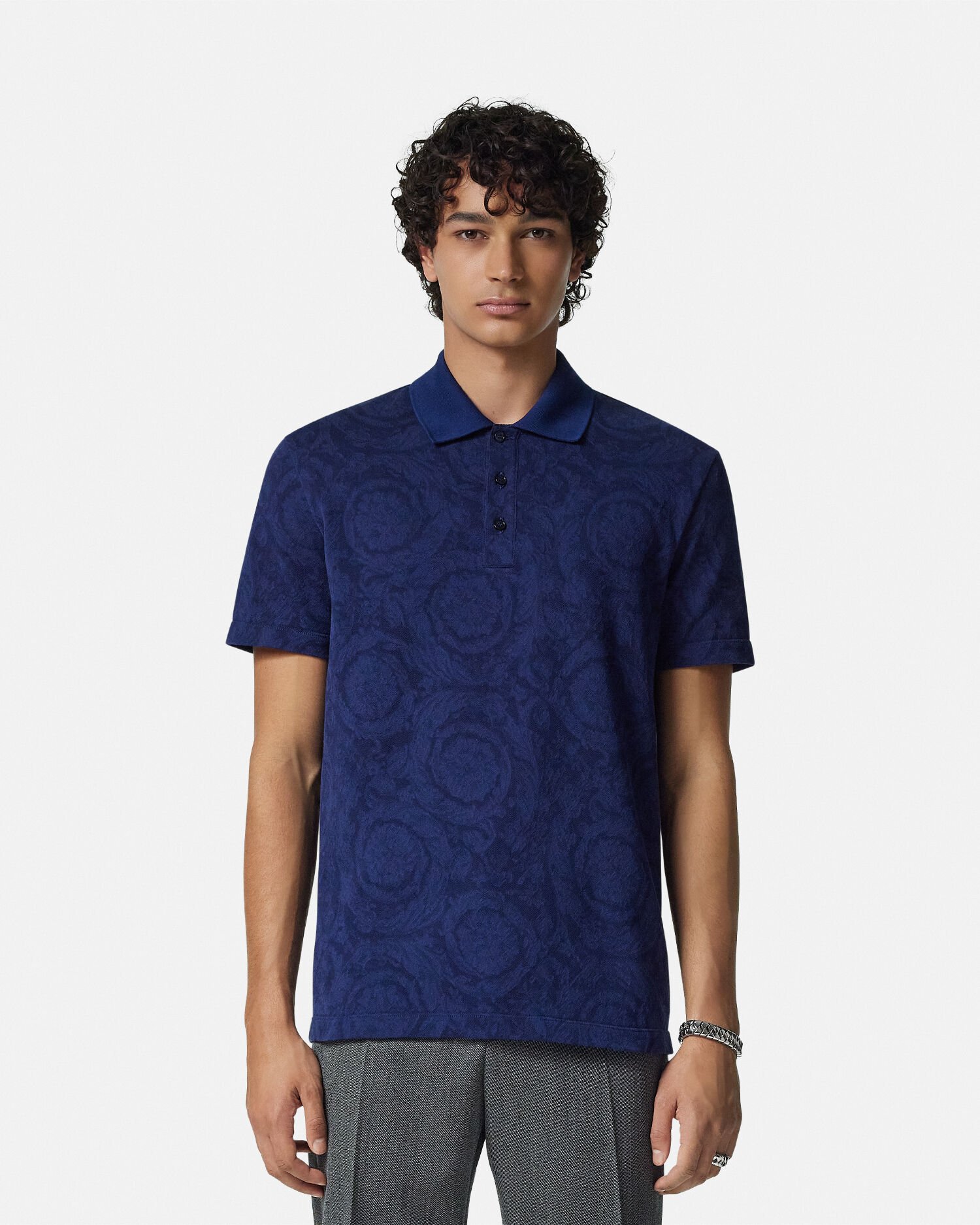 Versace blue polo shirt on sale