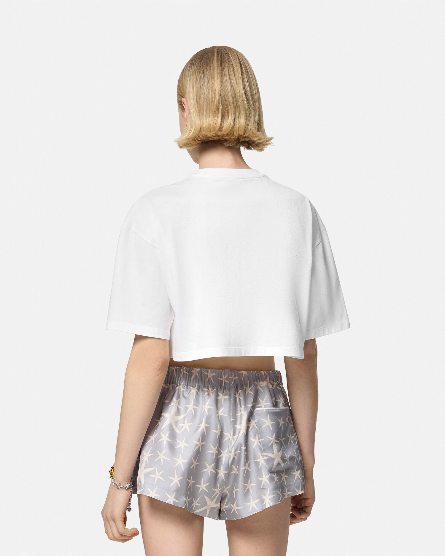 Versace Embroidered Crop Boxy T Shirt female White 40