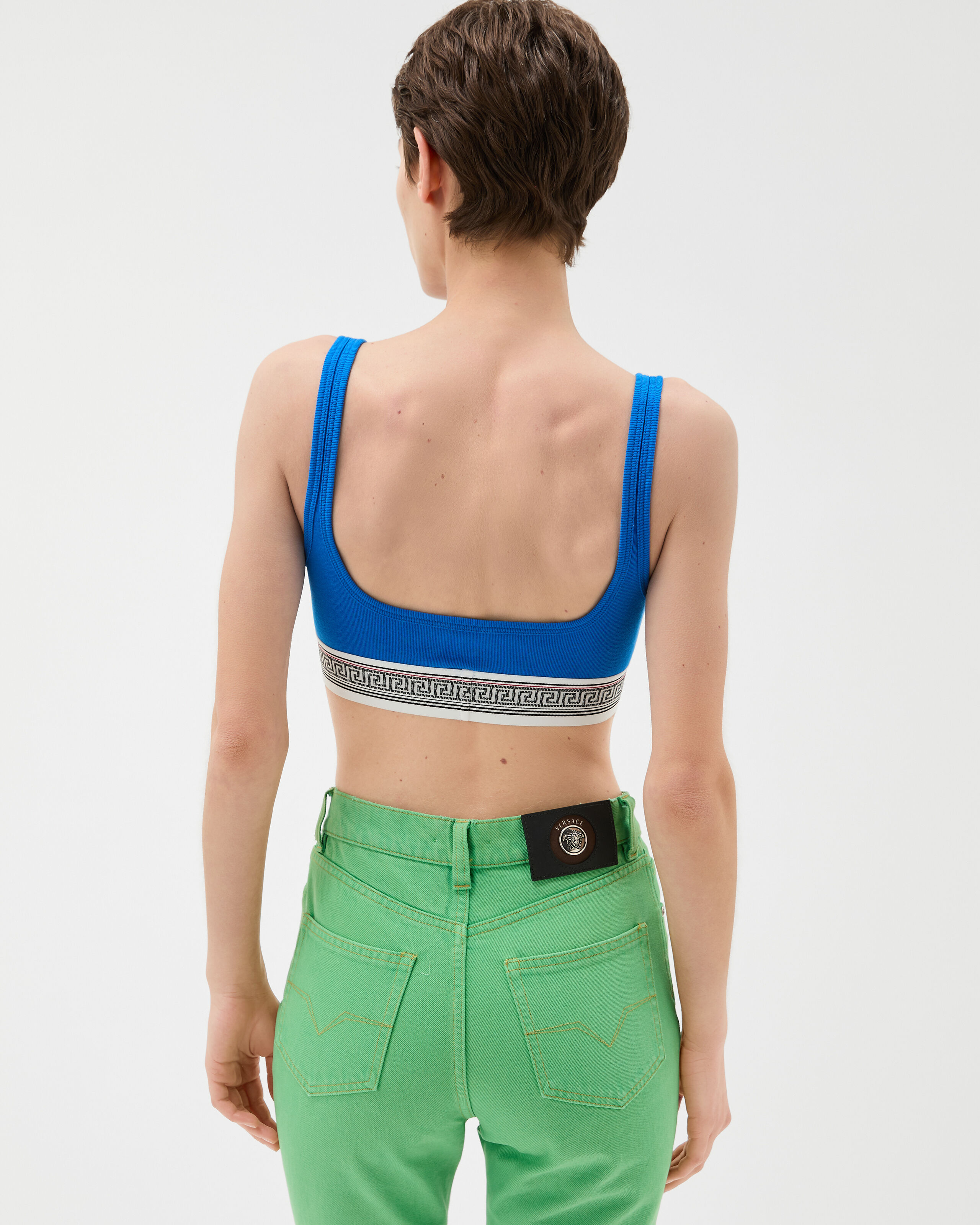 Ribbed Cotton-Jersey Bralette Blue | VERSACE