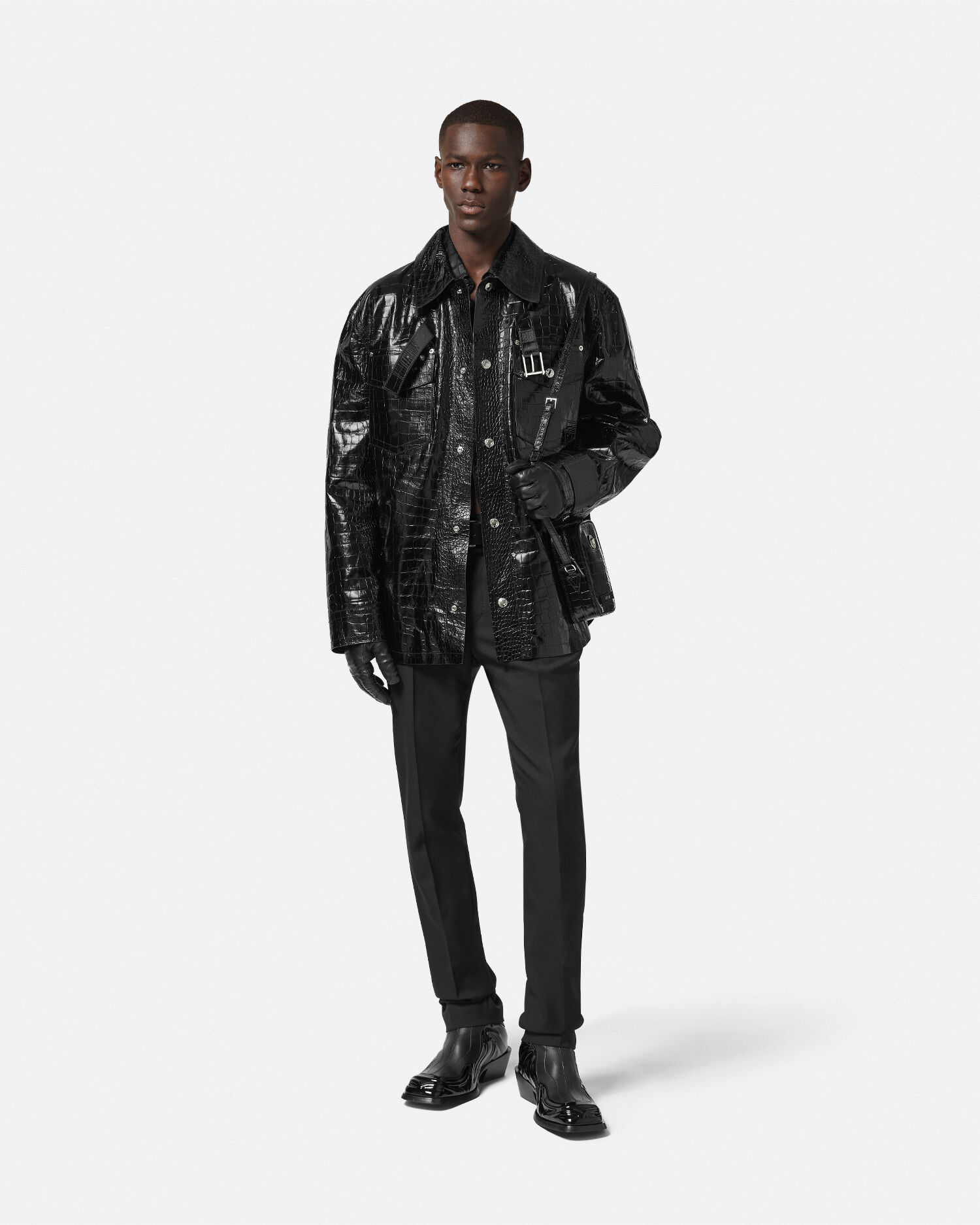Versace leather shirt new arrivals